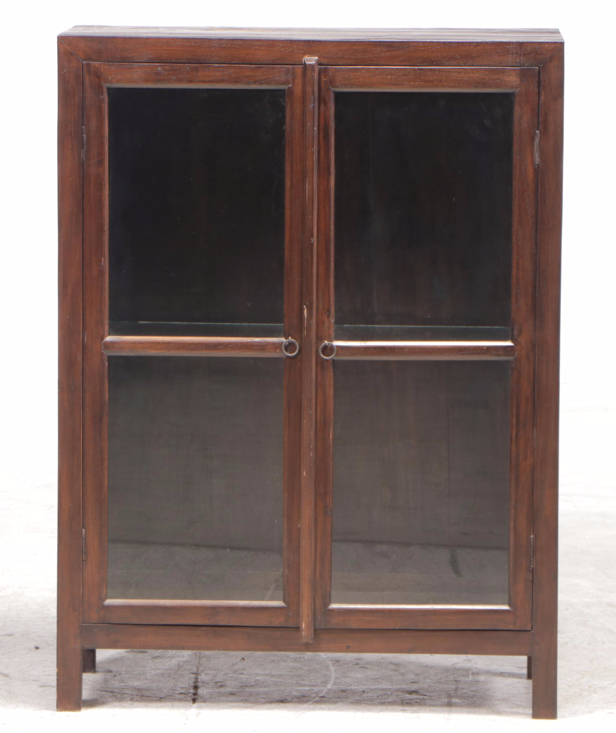 Indonesian Ebonized Teak and Glass Cabinet, 20th Century