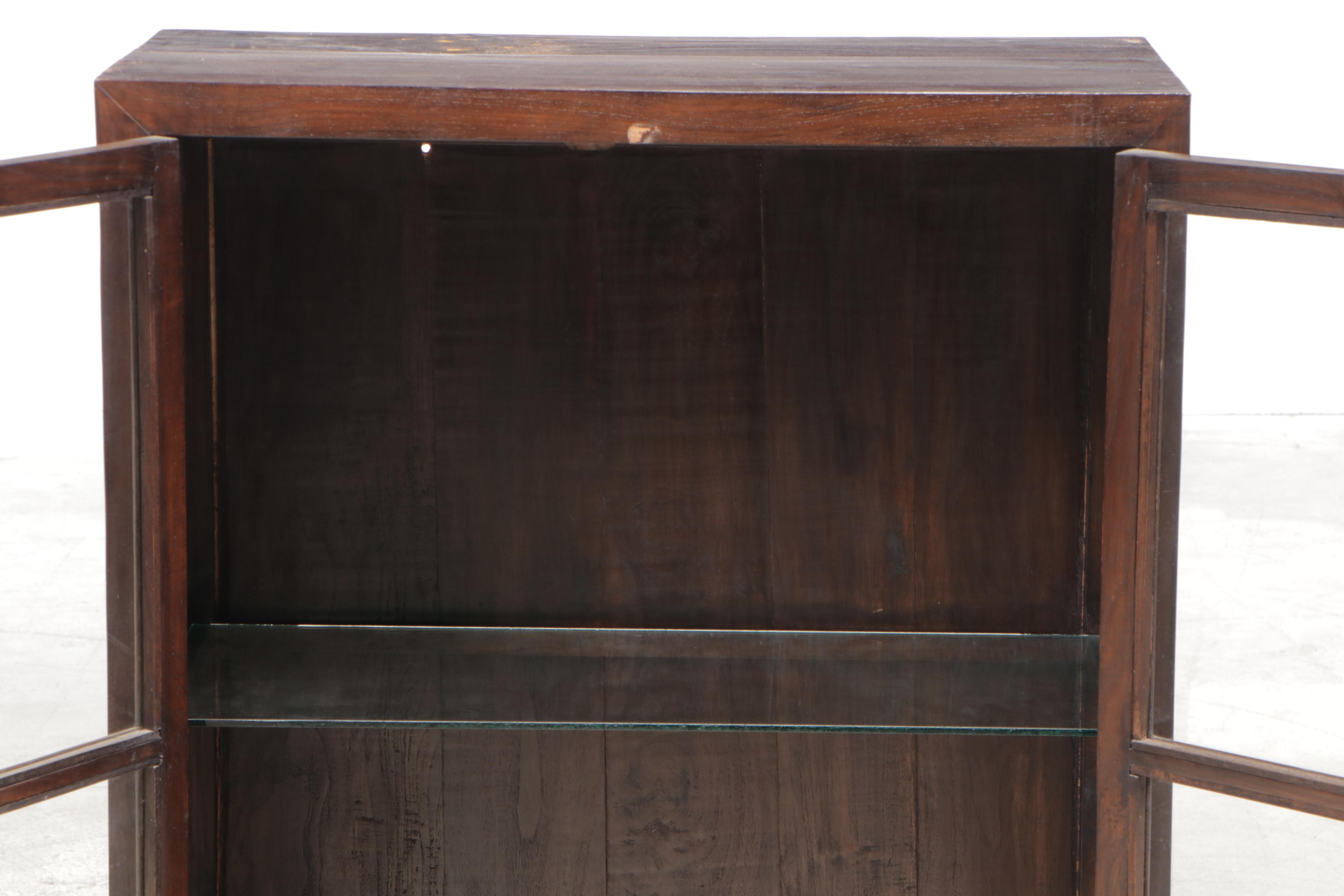 Indonesian Ebonized Teak and Glass Cabinet, 20th Century