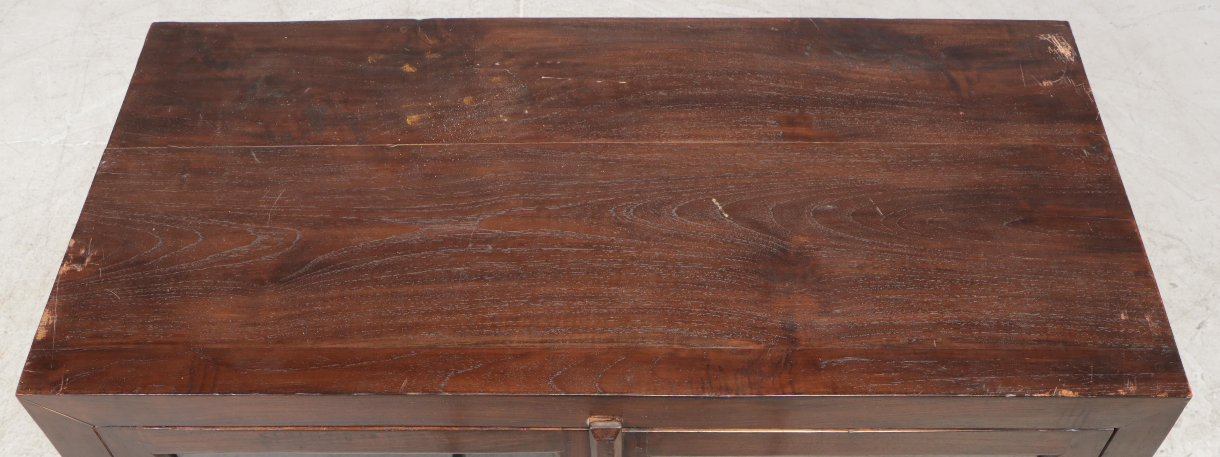 Indonesian Ebonized Teak and Glass Cabinet, 20th Century