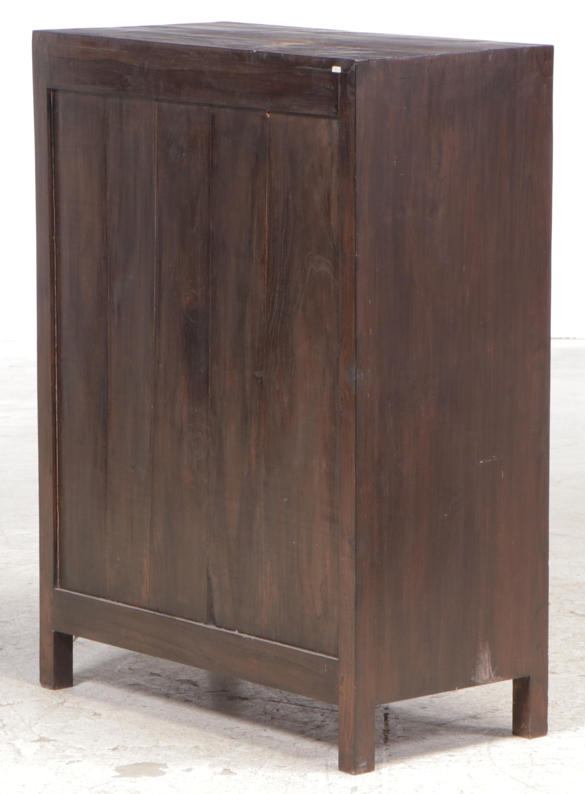 Indonesian Ebonized Teak and Glass Cabinet, 20th Century
