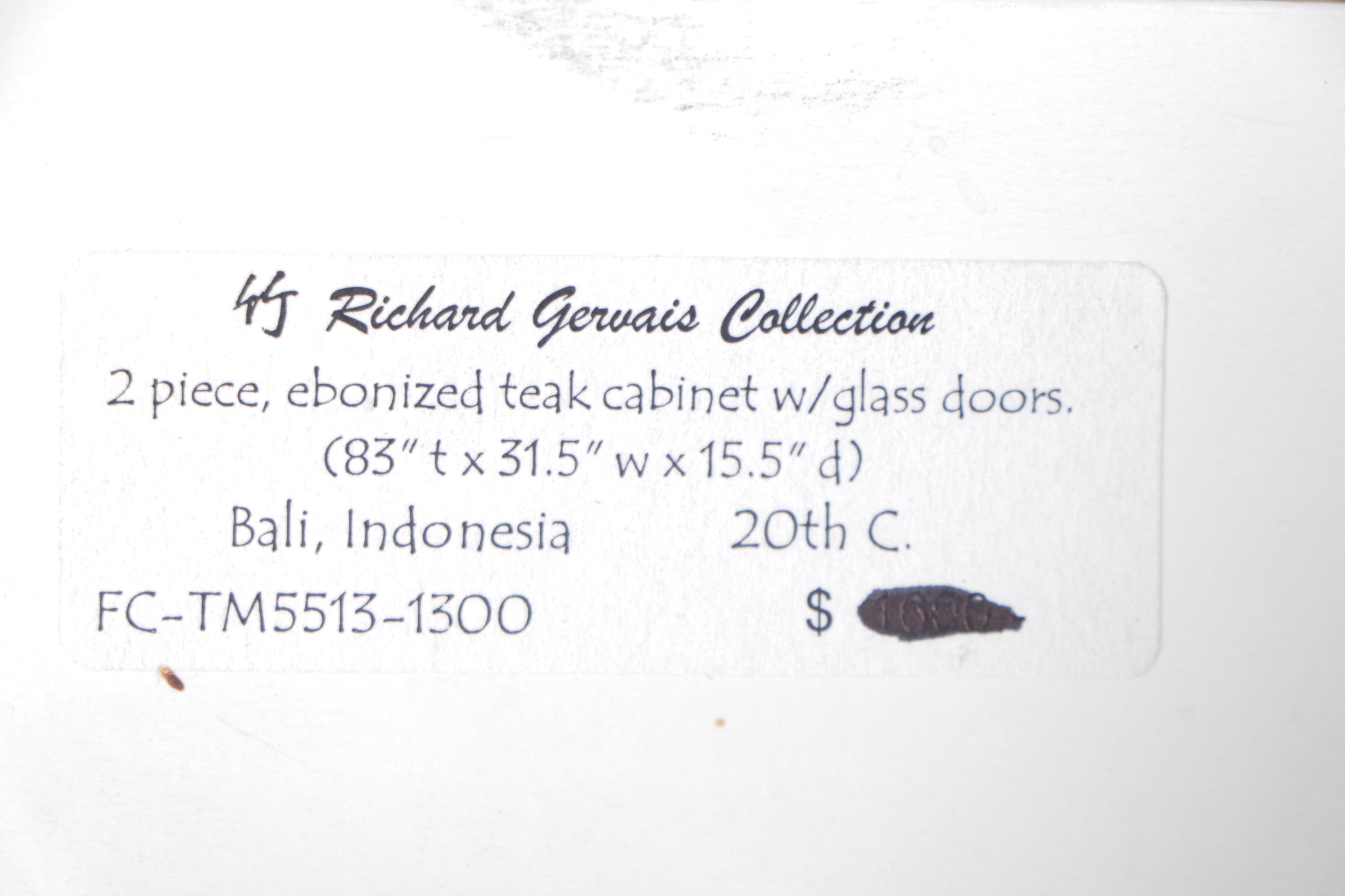 Indonesian Ebonized Teak and Glass Cabinet, 20th Century