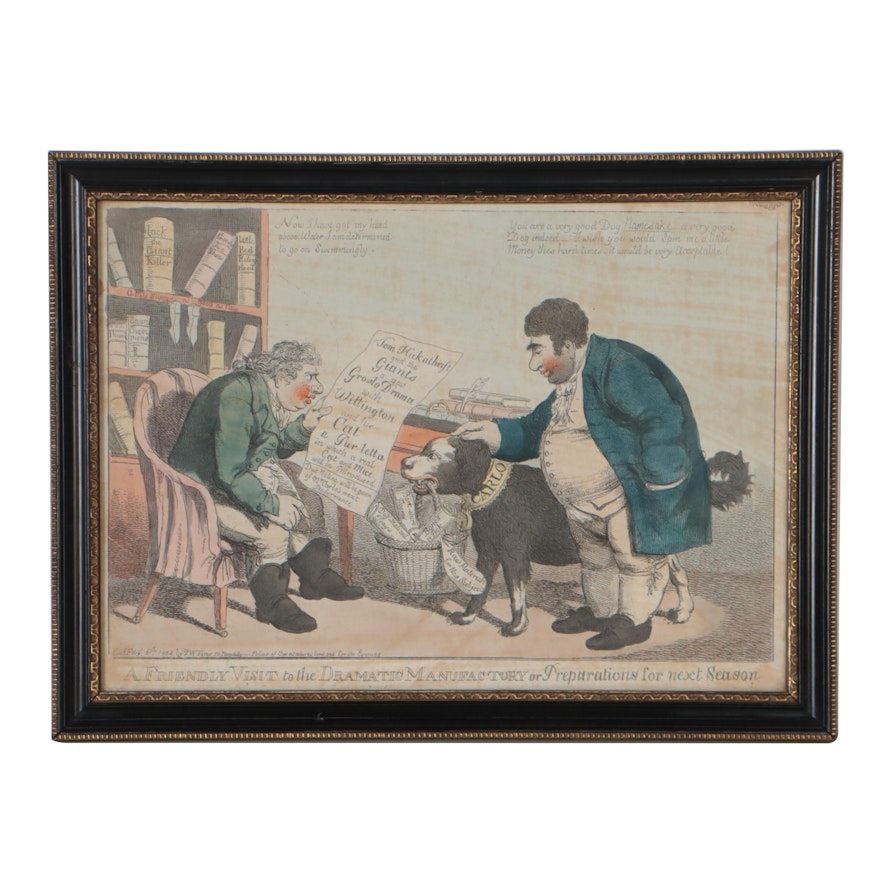 Hand-Colored Lithograph After Charles Williams of Political Cartoon