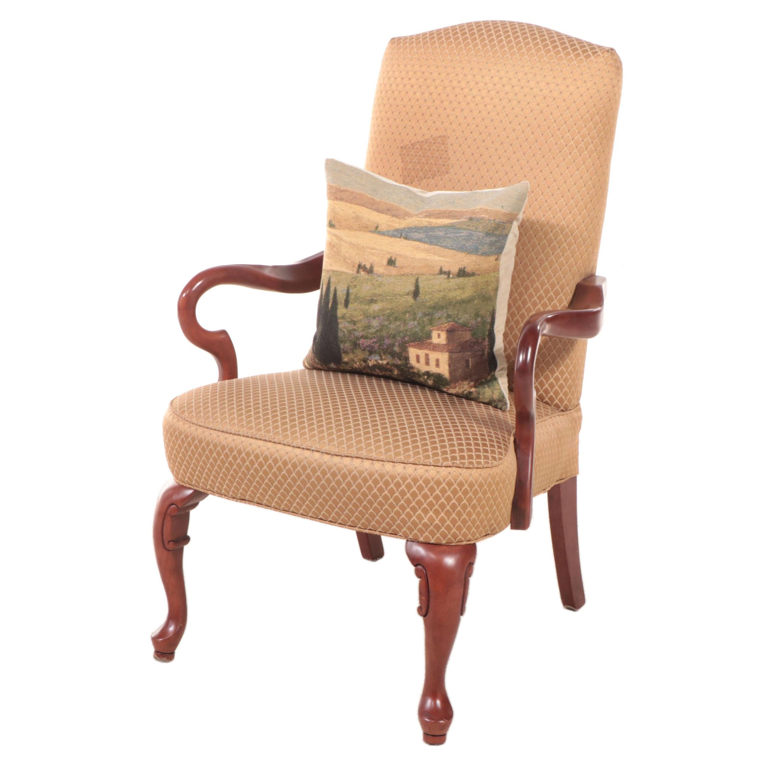 Best Chairs Inc. Queen Anne Style Custom-Upholstered Hardwood Armchair