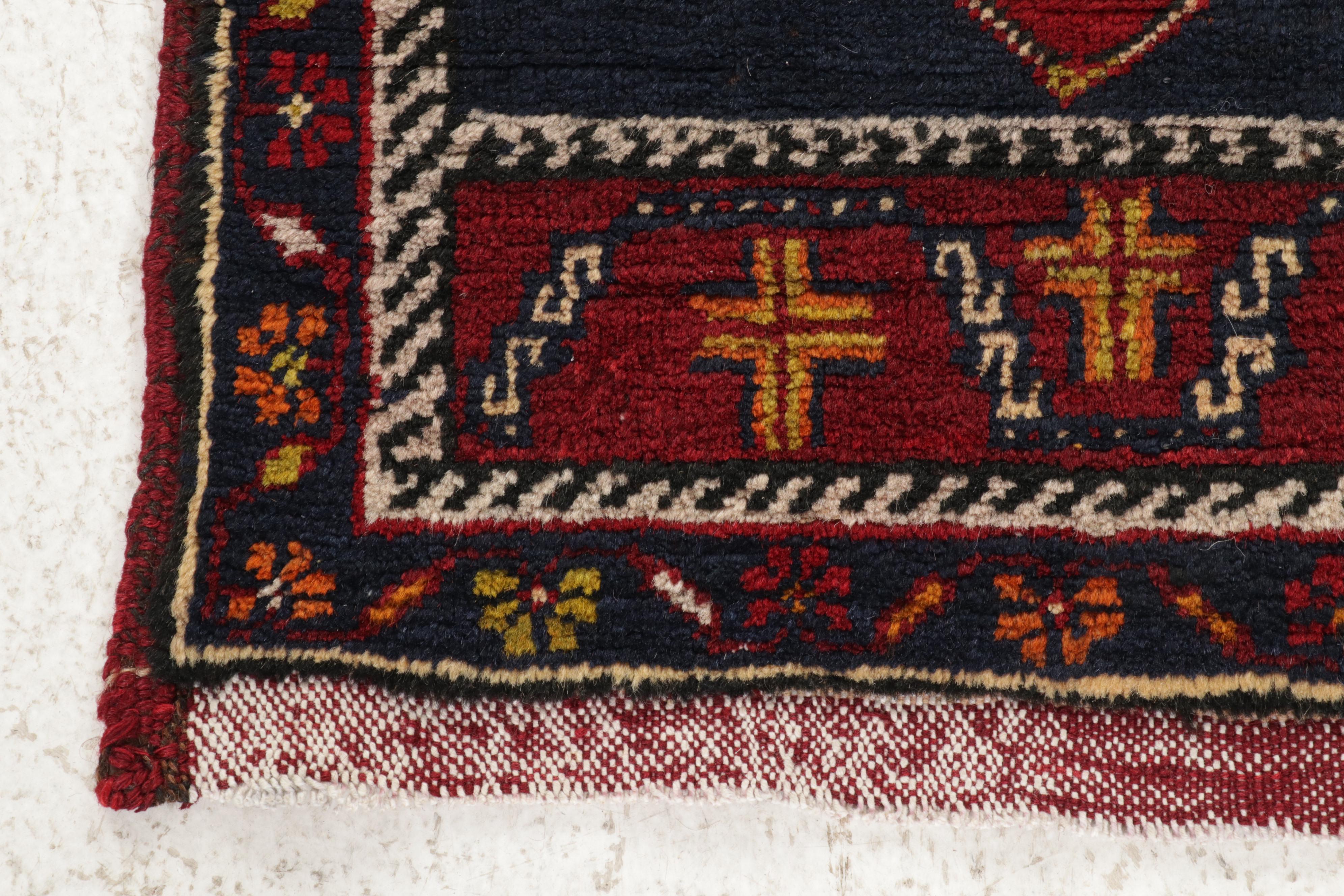 1'8 x 3'11 Hand-Knotted Turkish Dazkırı Village Rug, 1930s