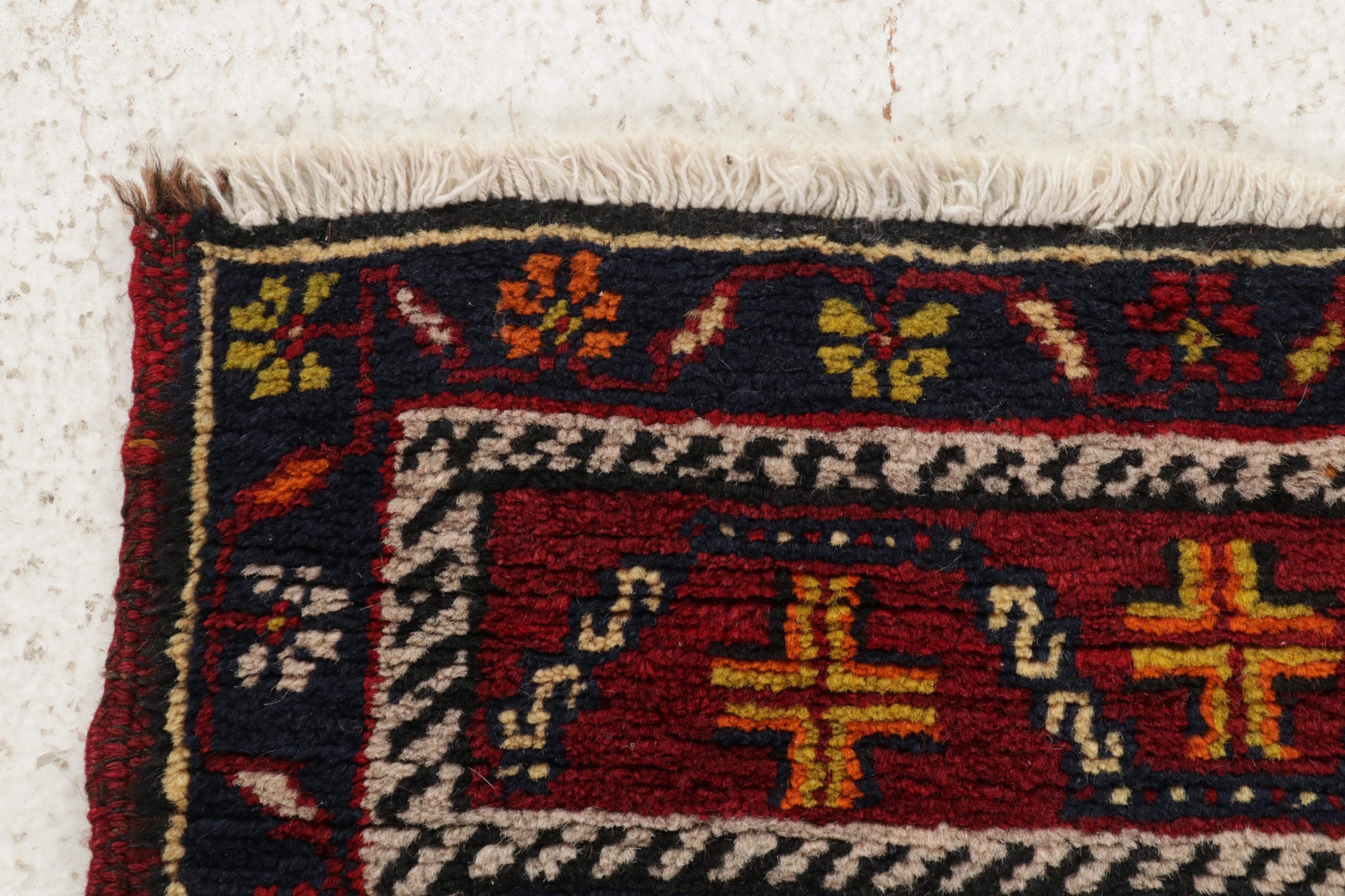 1'8 x 3'11 Hand-Knotted Turkish Dazkırı Village Rug, 1930s