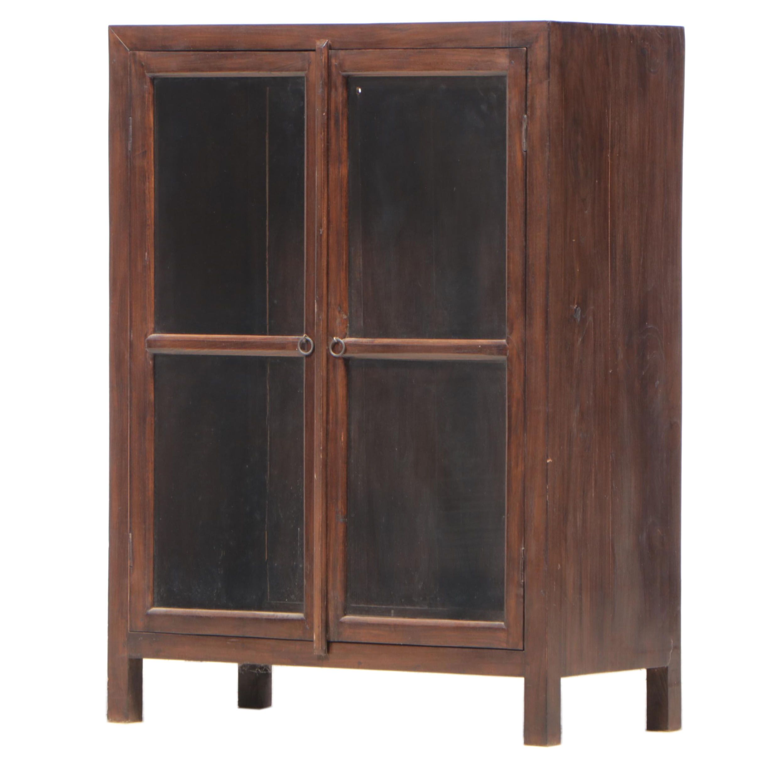 Indonesian Ebonized Teak and Glass Cabinet, 20th Century