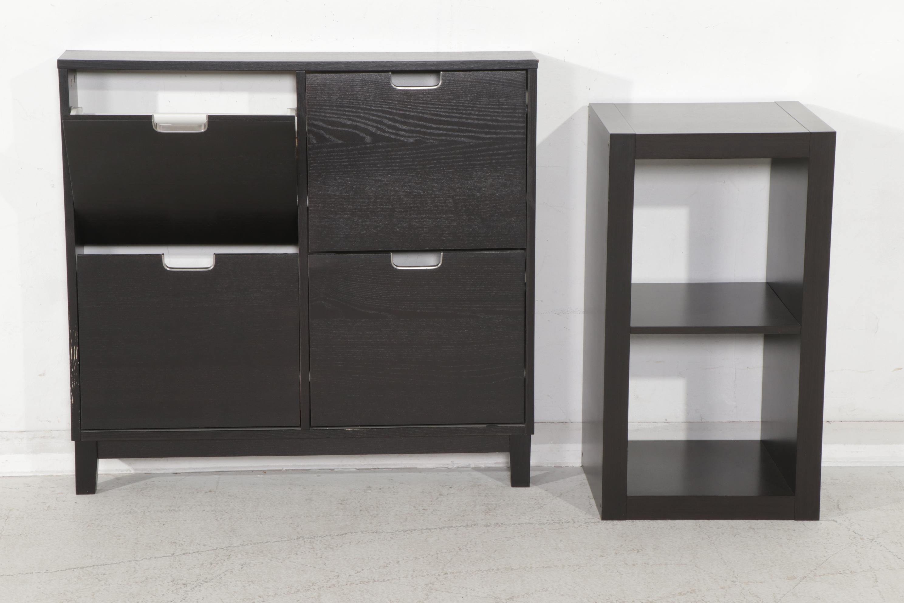 IKEA "Ställ" Ash-Veneered Shoe Storage Cabinet with "Kallax" Shelf Unit