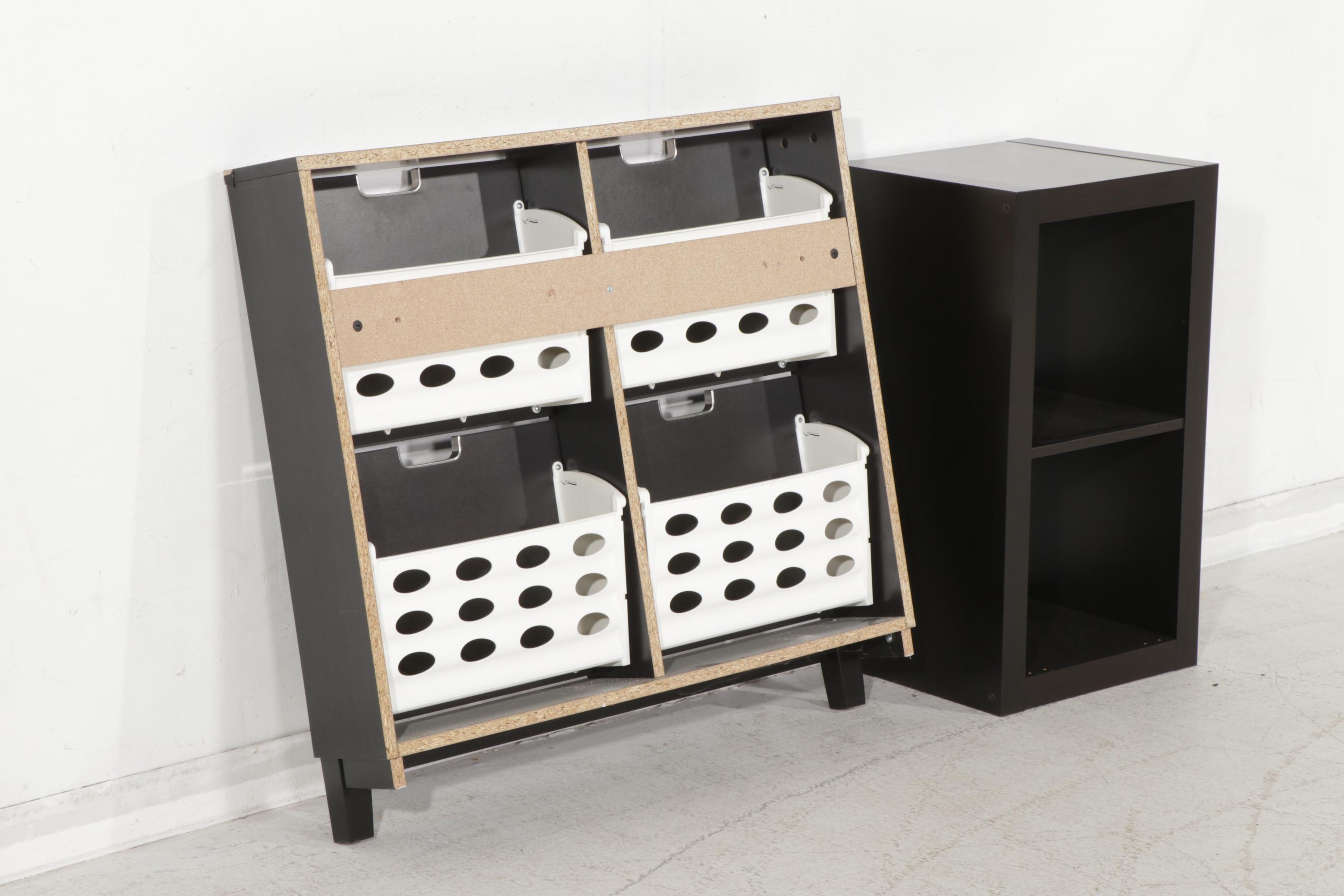 IKEA "Ställ" Ash-Veneered Shoe Storage Cabinet with "Kallax" Shelf Unit