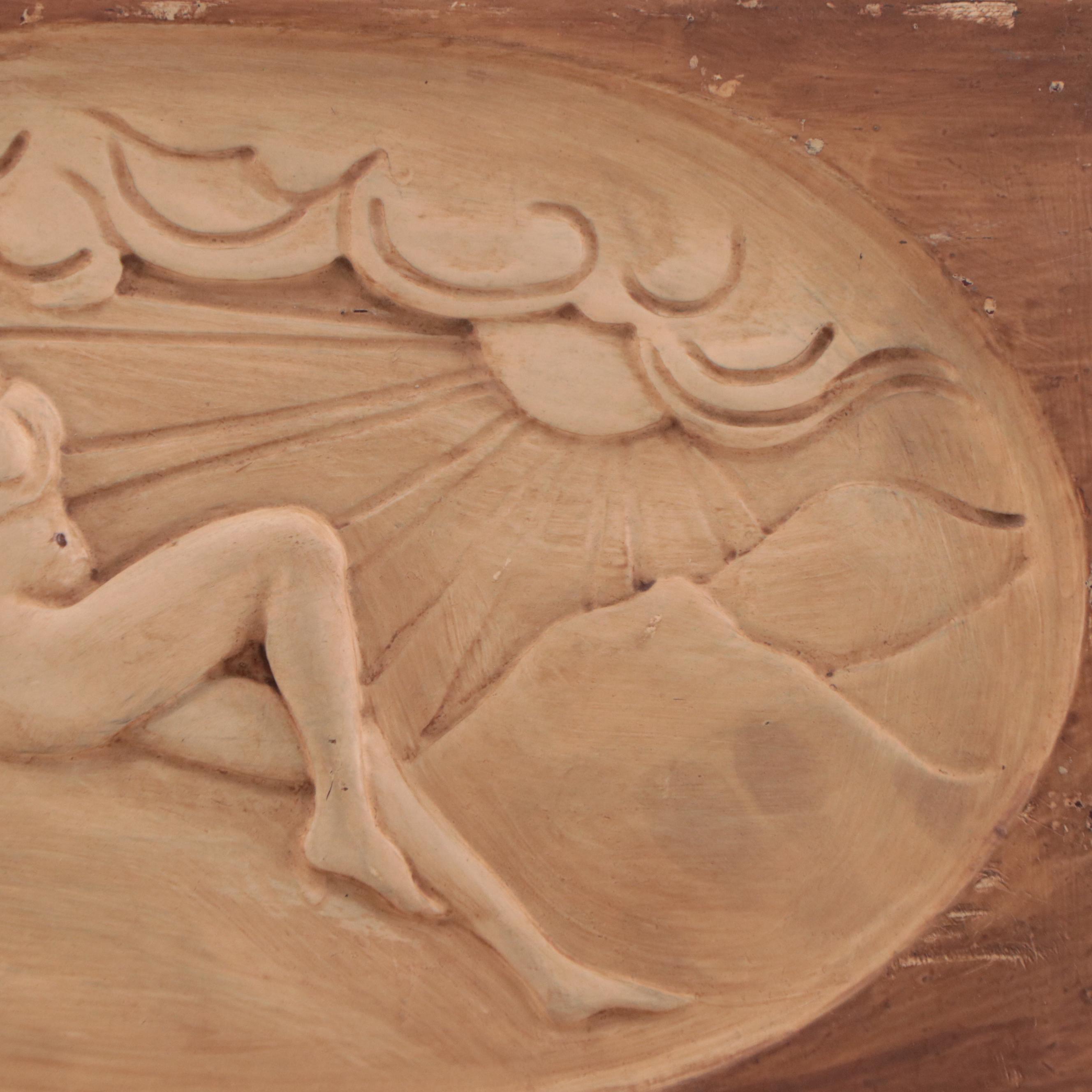Figural Carved Wooden Plaque, Early 20th Century