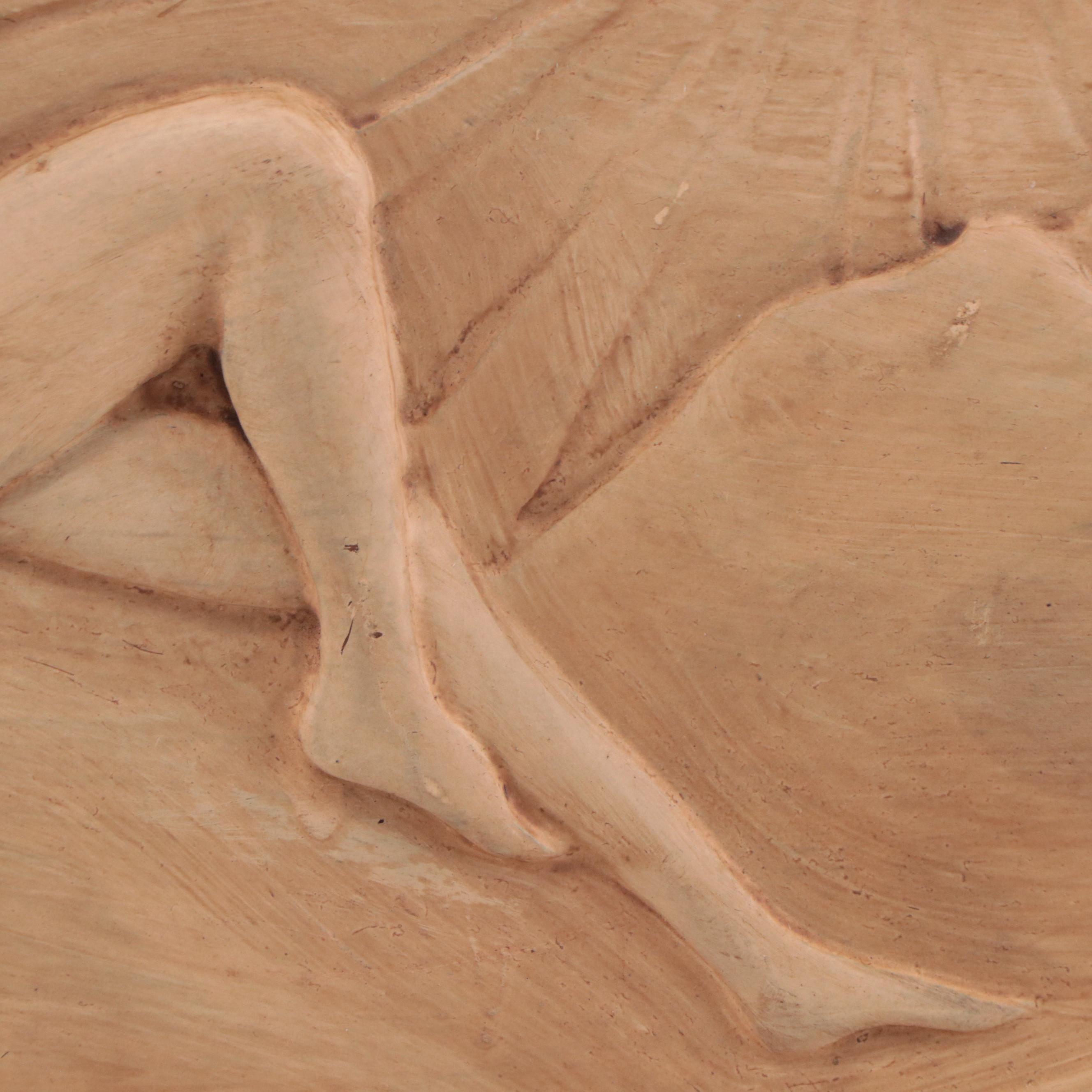 Figural Carved Wooden Plaque, Early 20th Century