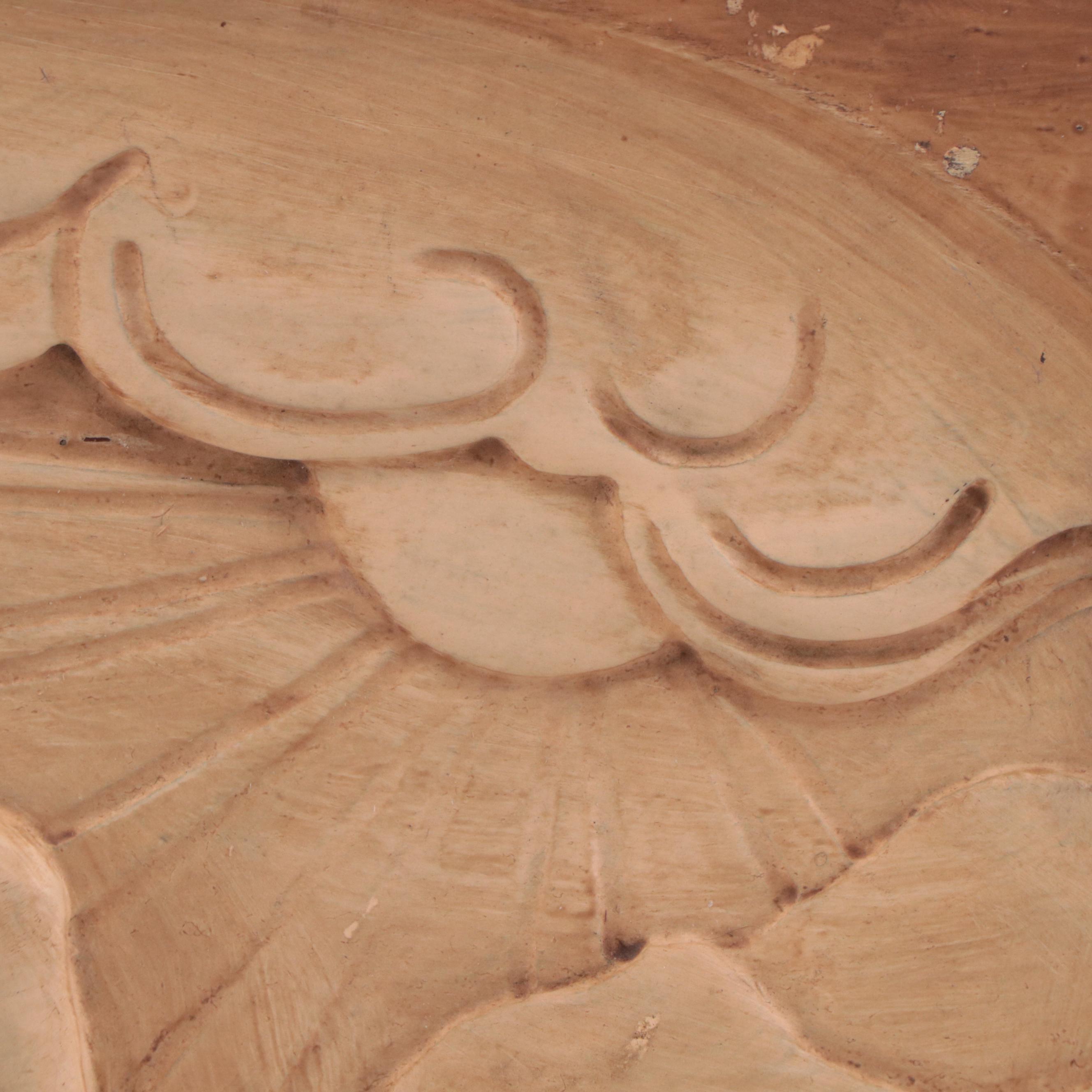 Figural Carved Wooden Plaque, Early 20th Century