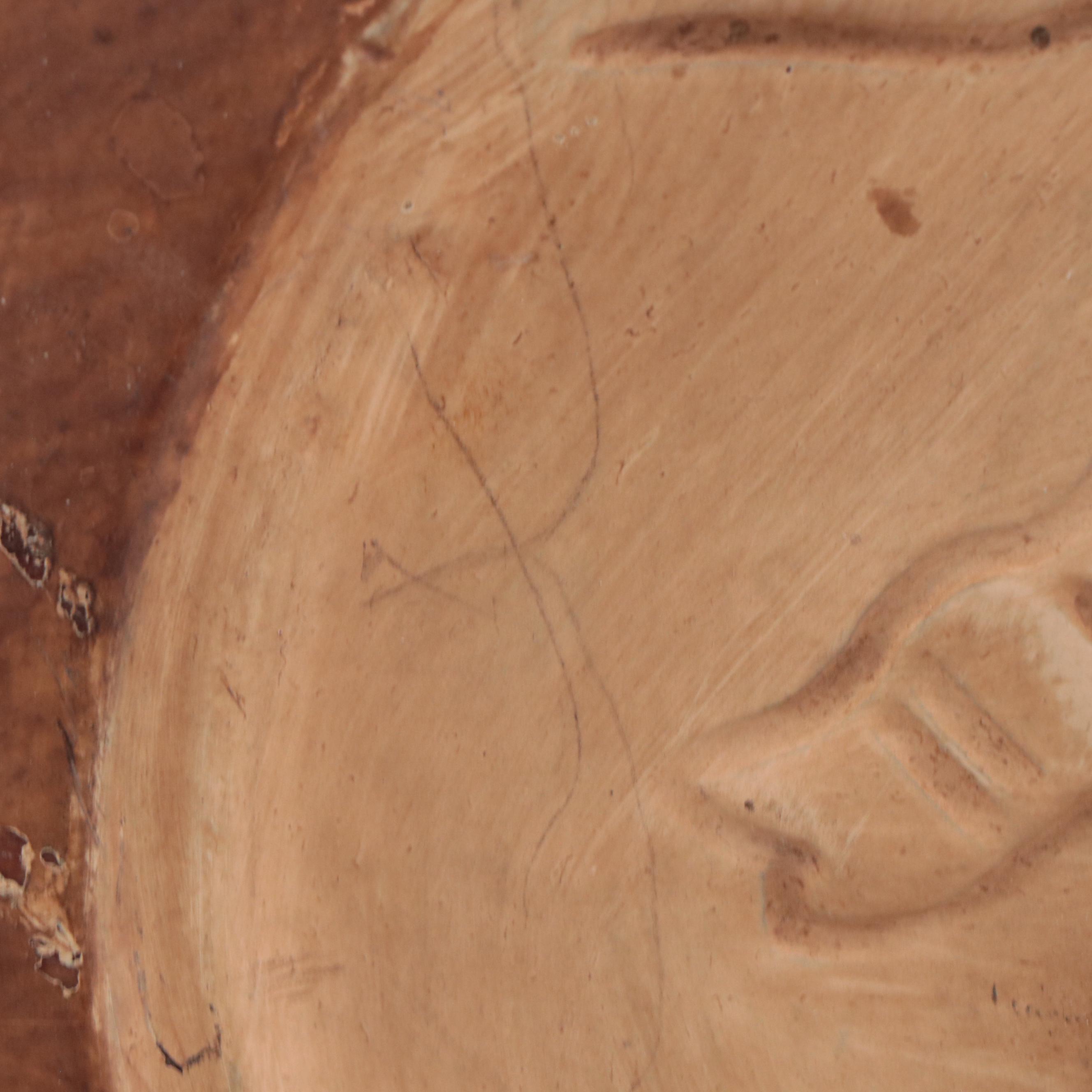 Figural Carved Wooden Plaque, Early 20th Century