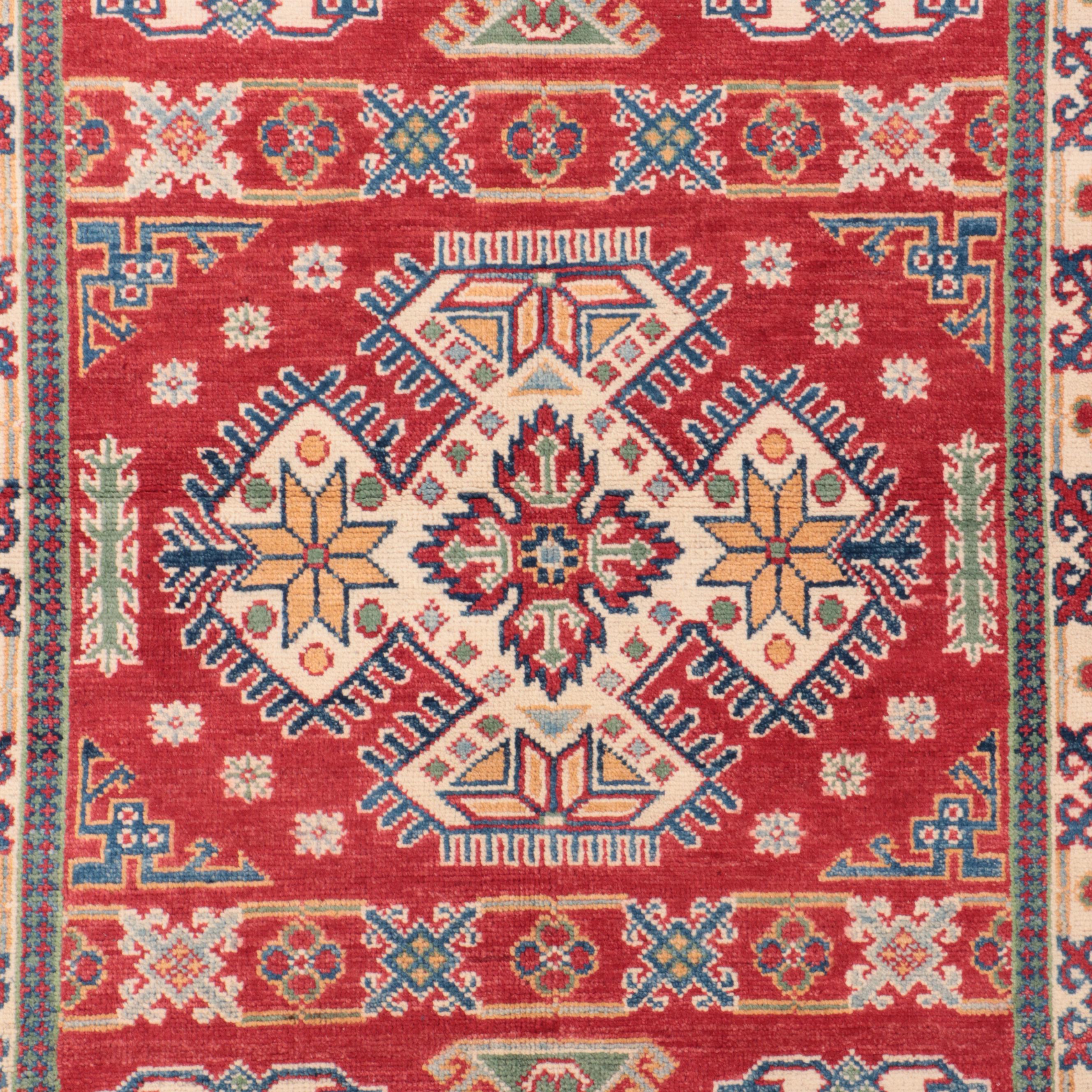3'5 x 5' Hand-Knotted Pakistani Kazak Style Area Rug