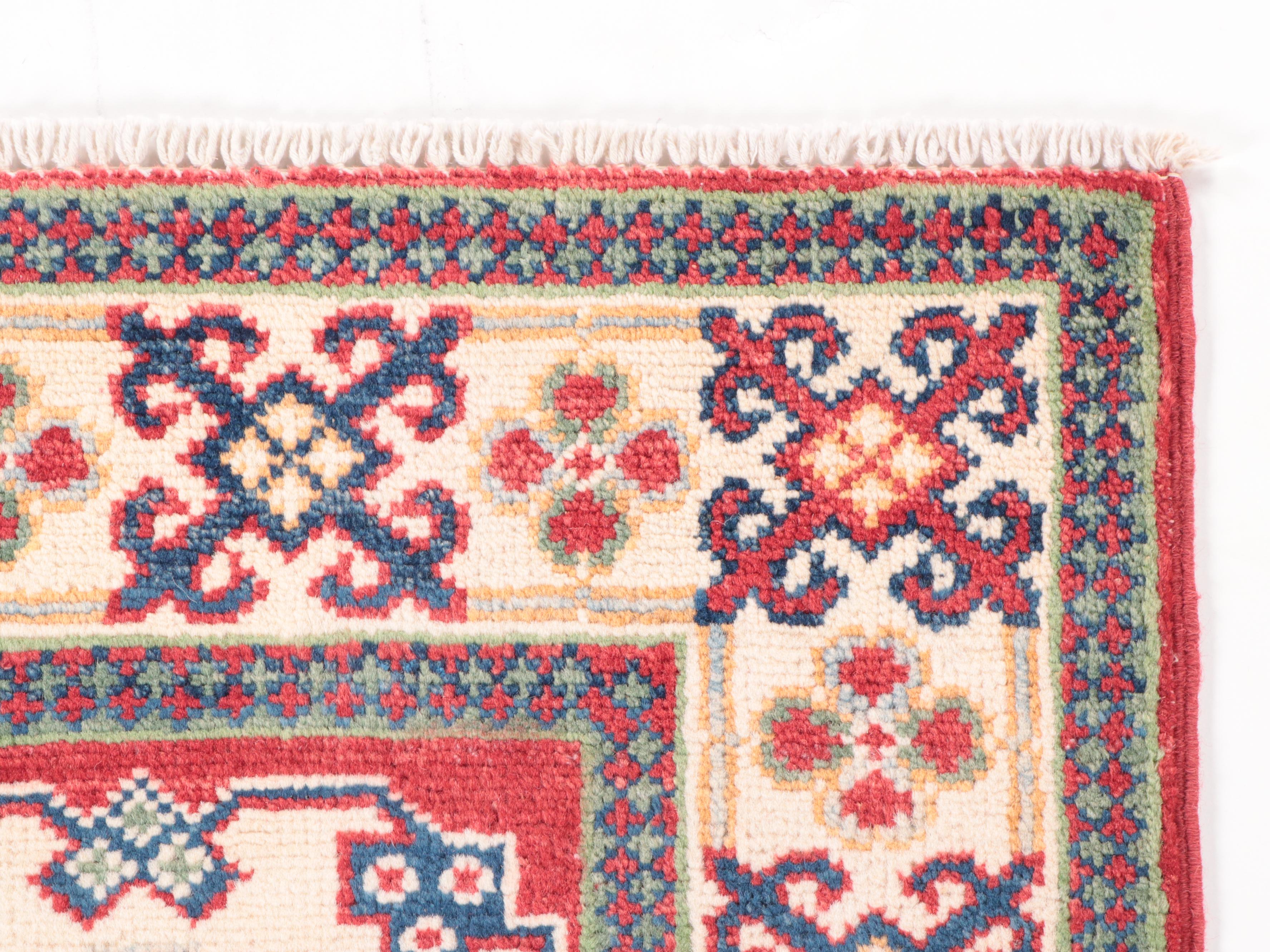 3'5 x 5' Hand-Knotted Pakistani Kazak Style Area Rug