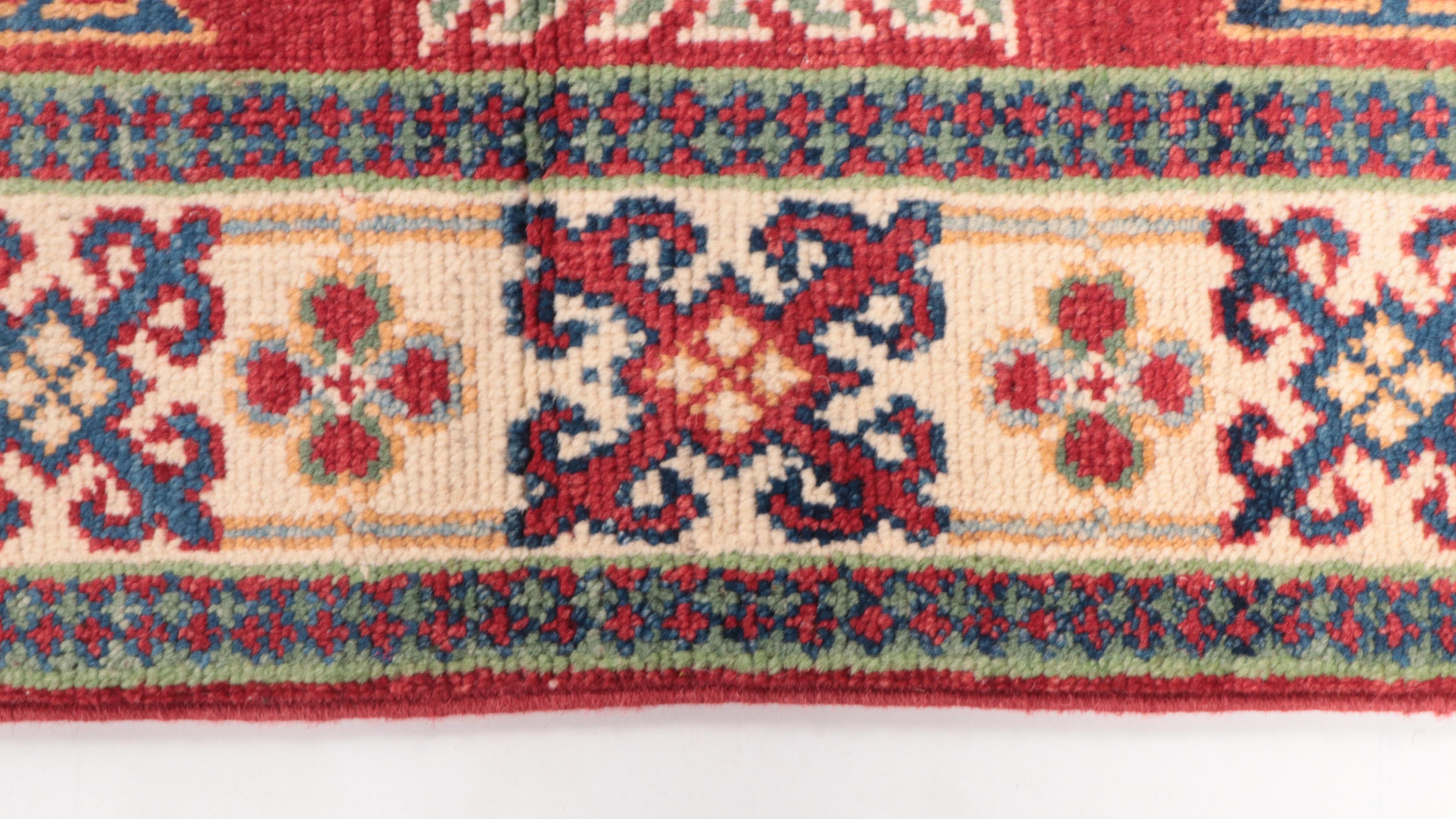 3'5 x 5' Hand-Knotted Pakistani Kazak Style Area Rug