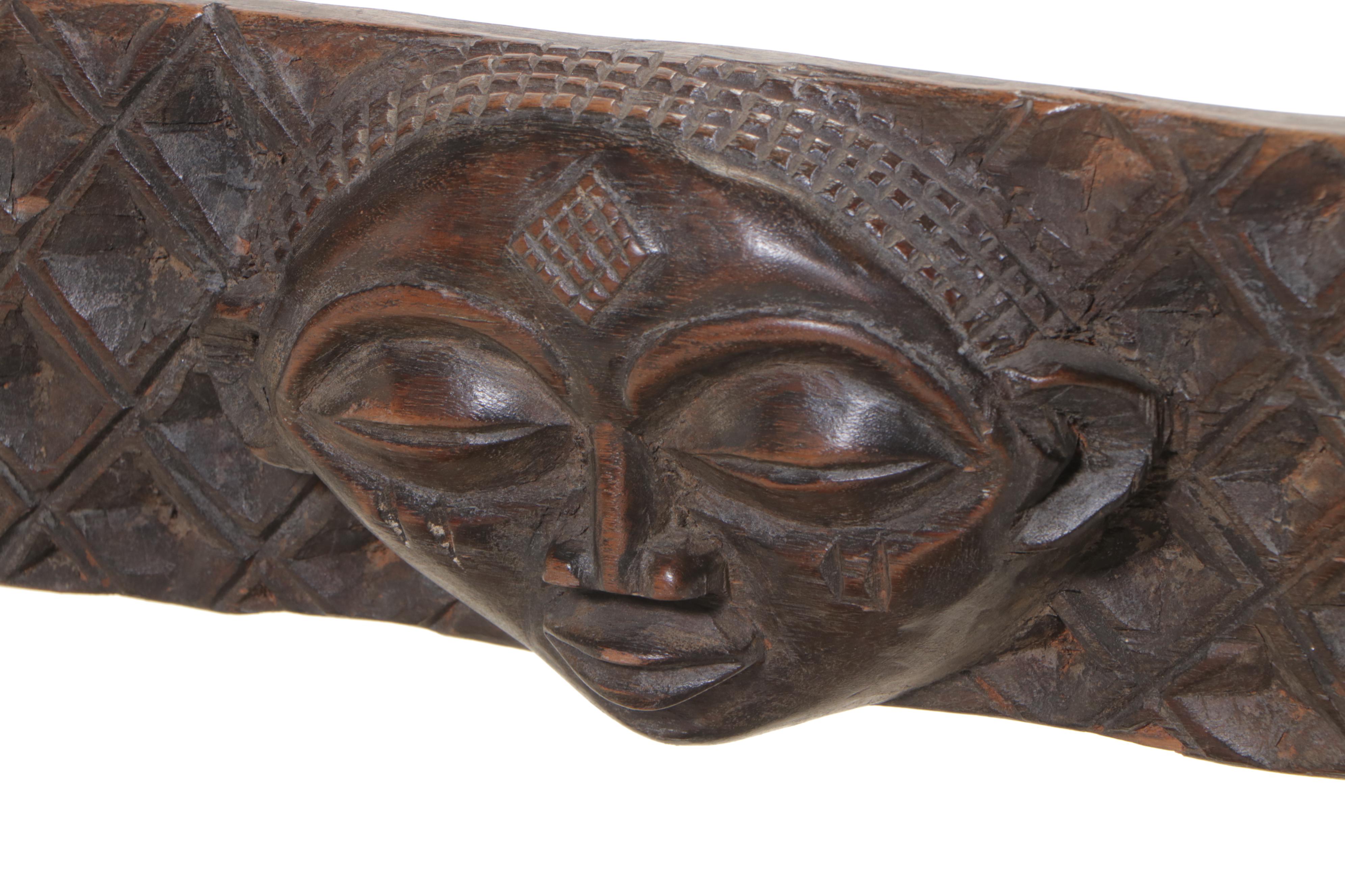 Chokwe Metal-Tacked and Carved Wooden Ngundja Chair, Mid-20th Century