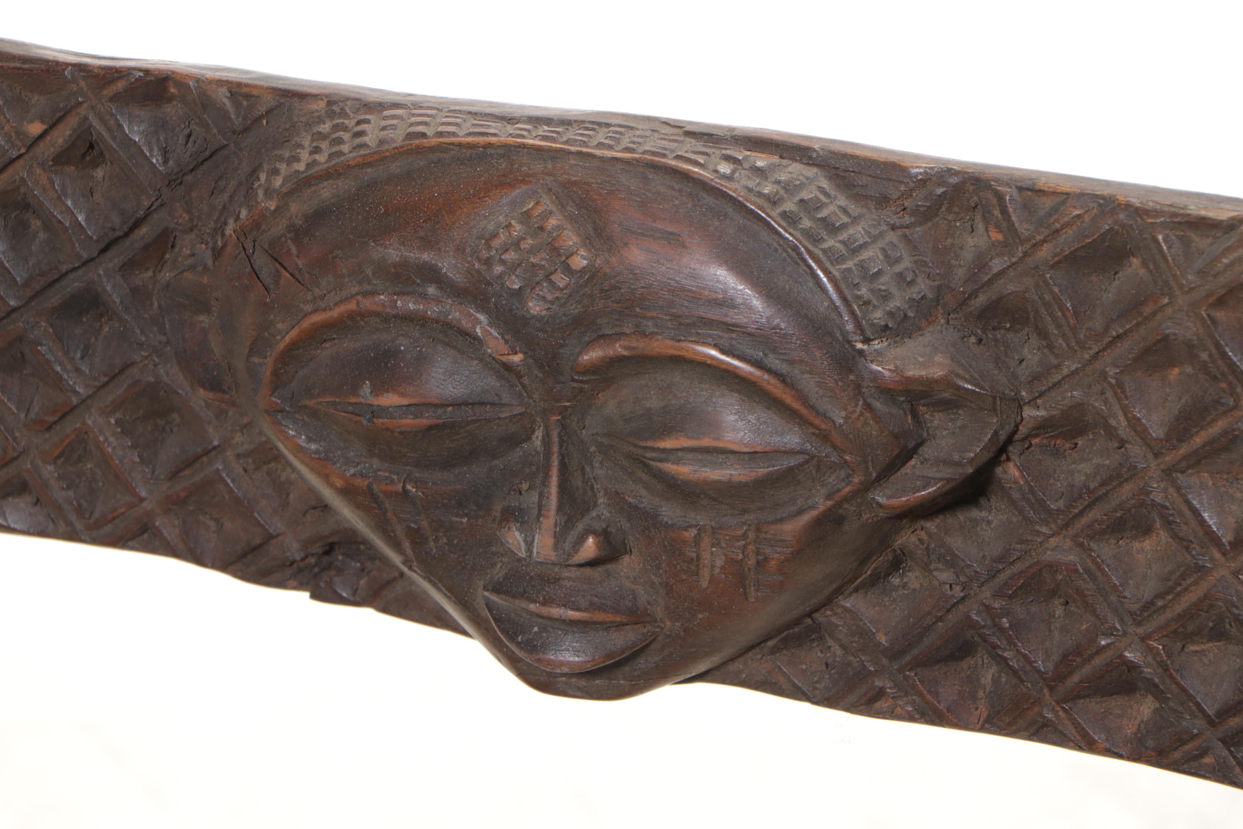 Chokwe Metal-Tacked and Carved Wooden Ngundja Chair, Mid-20th Century