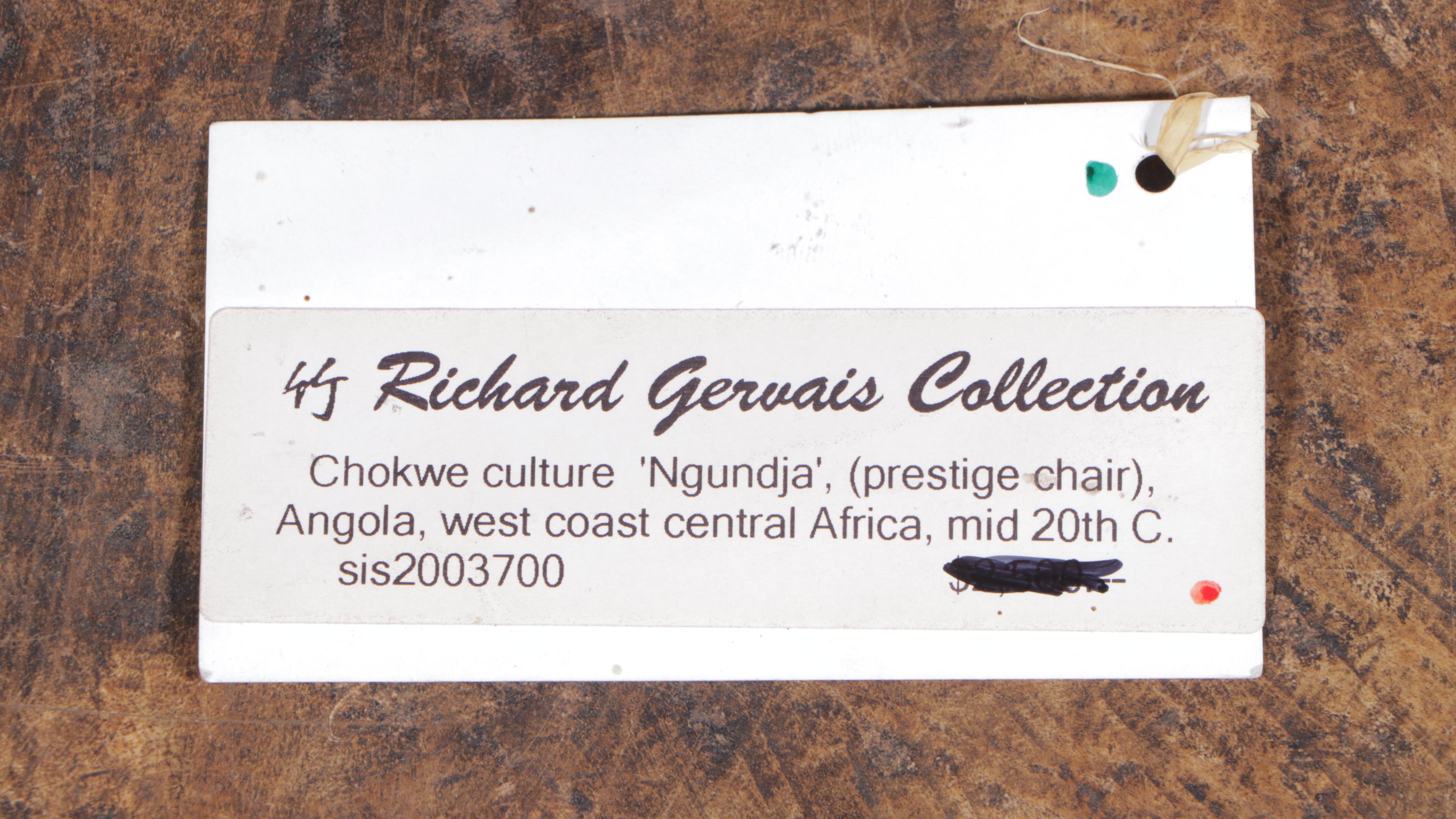 Chokwe Metal-Tacked and Carved Wooden Ngundja Chair, Mid-20th Century