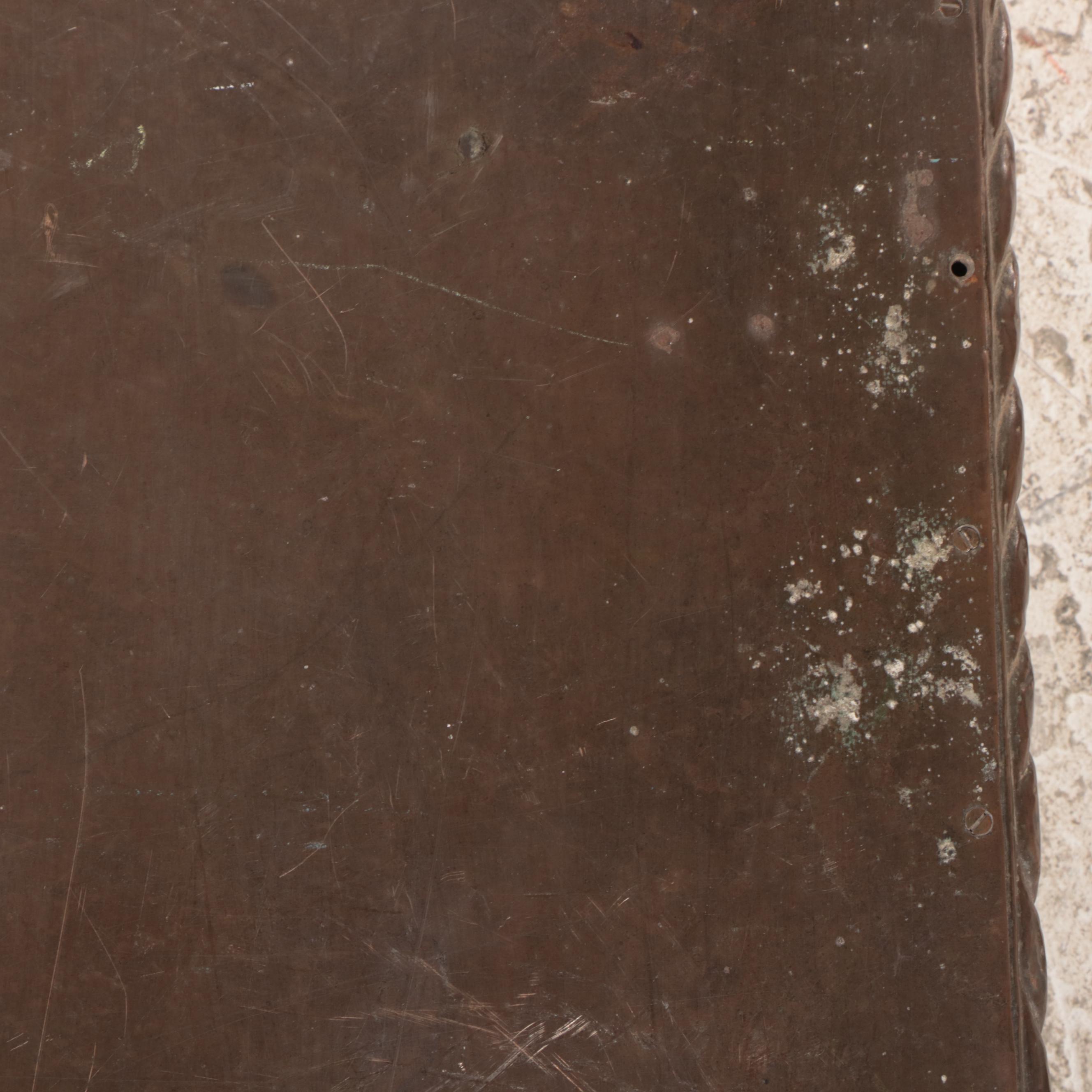 Indian Gujarati Brass Clad and Carved Wood Low Table, Early 20th Century