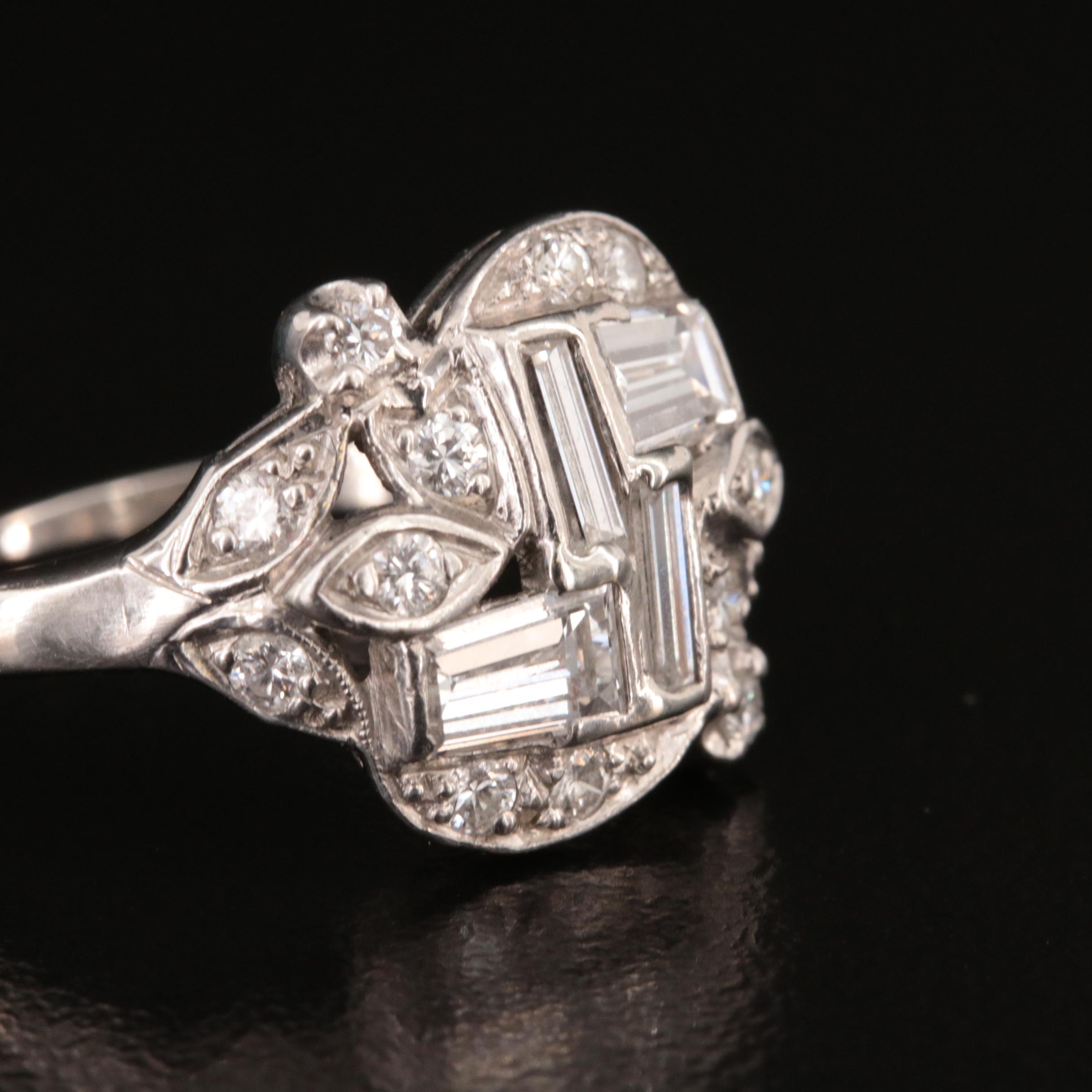 Platinum 1.18 CTW Diamond Cluster Ring