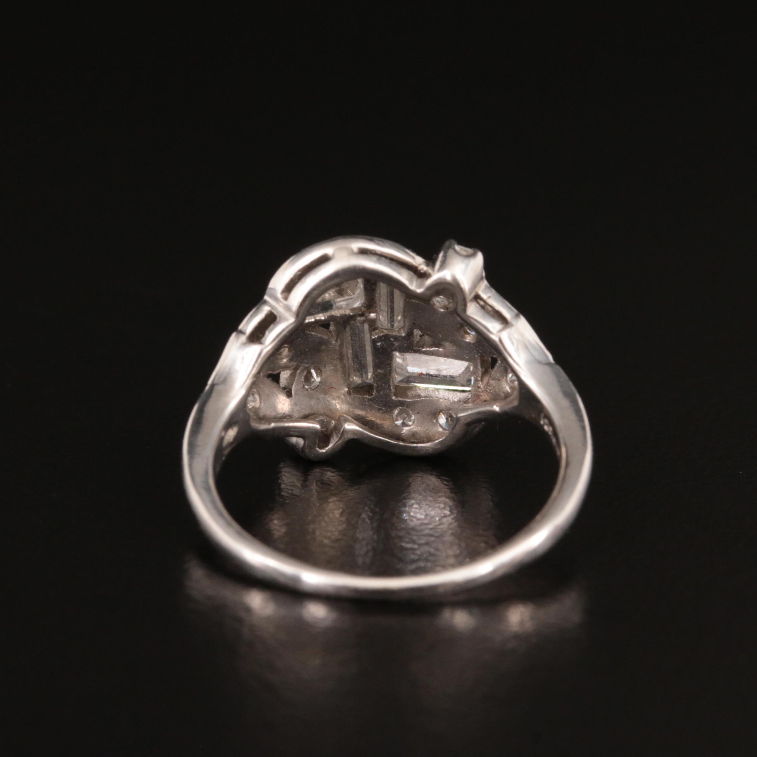 Platinum 1.18 CTW Diamond Cluster Ring