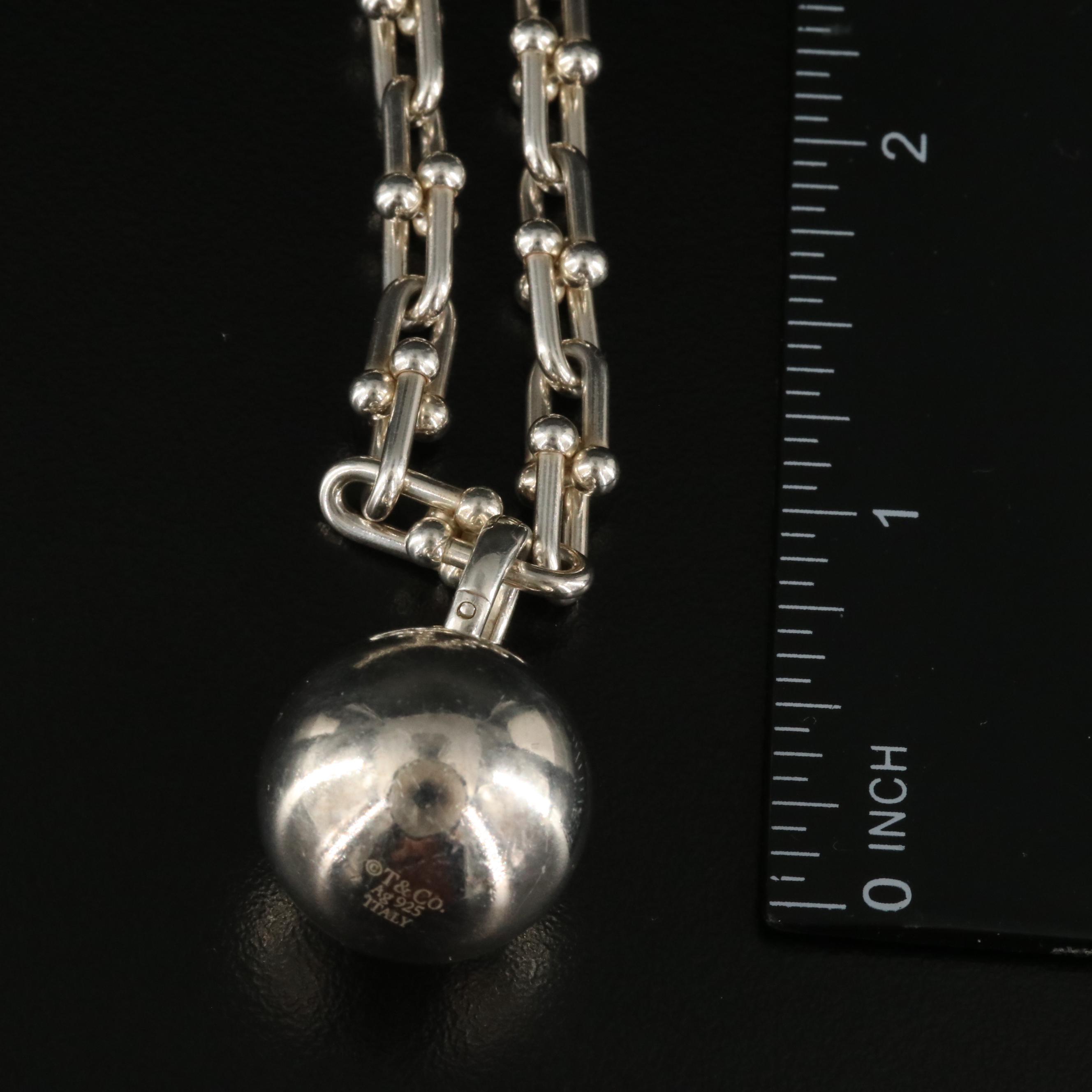 Tiffany & Co. "Hardware" Ball Sterling Wrap Necklace with Lock Charm