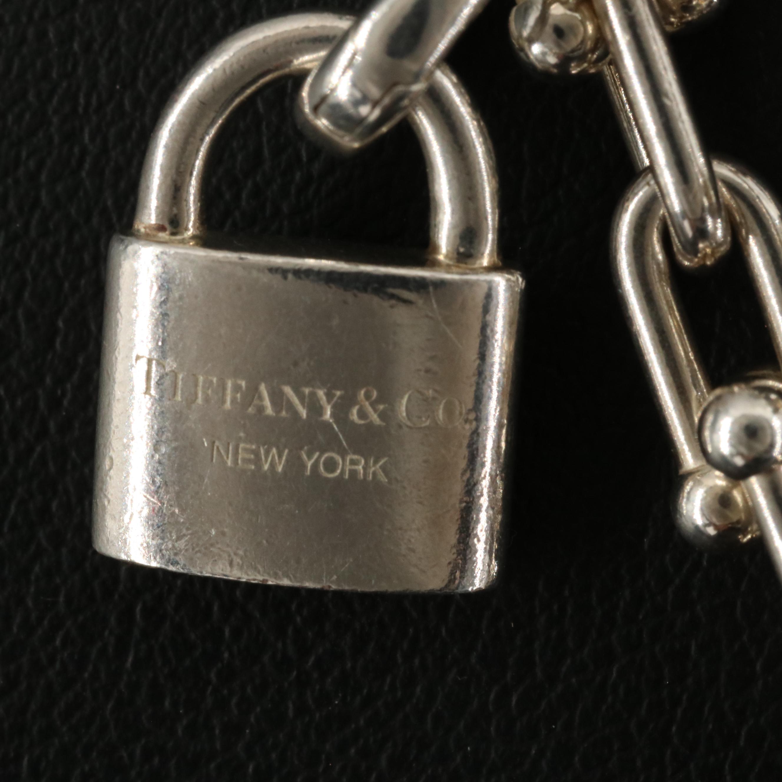 Tiffany & Co. "Hardware" Ball Sterling Wrap Necklace with Lock Charm