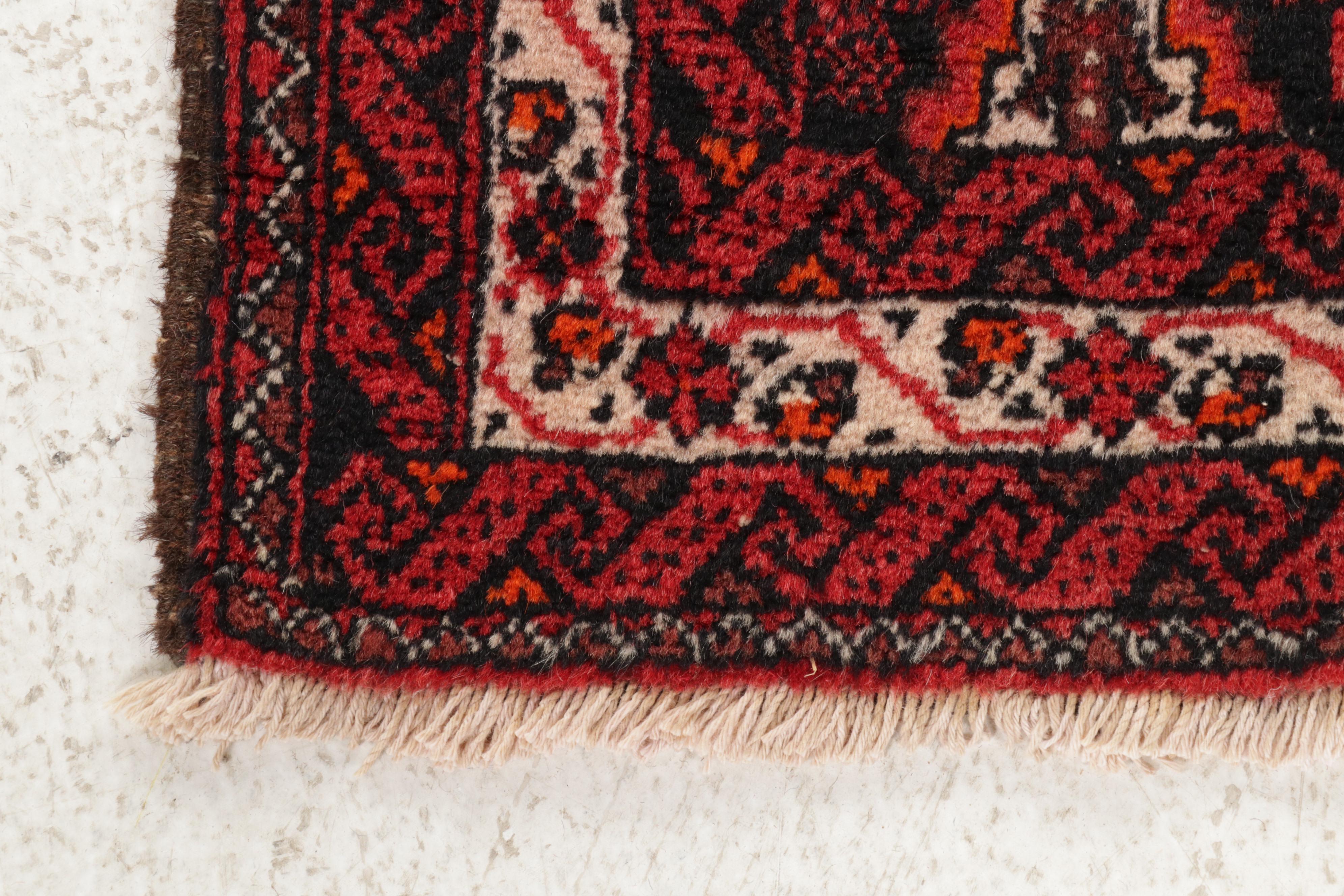 1'8 x 3' Hand-Knotted Persian Baluch Rug, 1920s