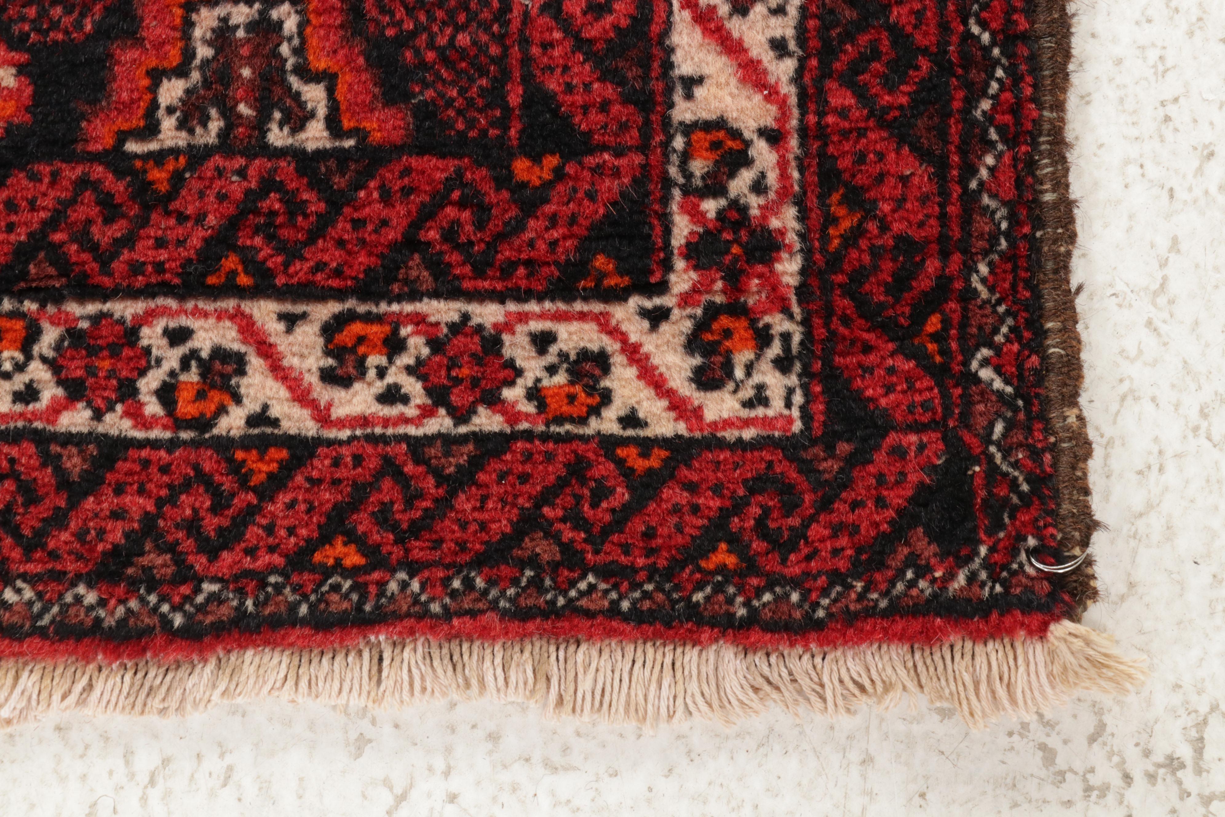 1'8 x 3' Hand-Knotted Persian Baluch Rug, 1920s