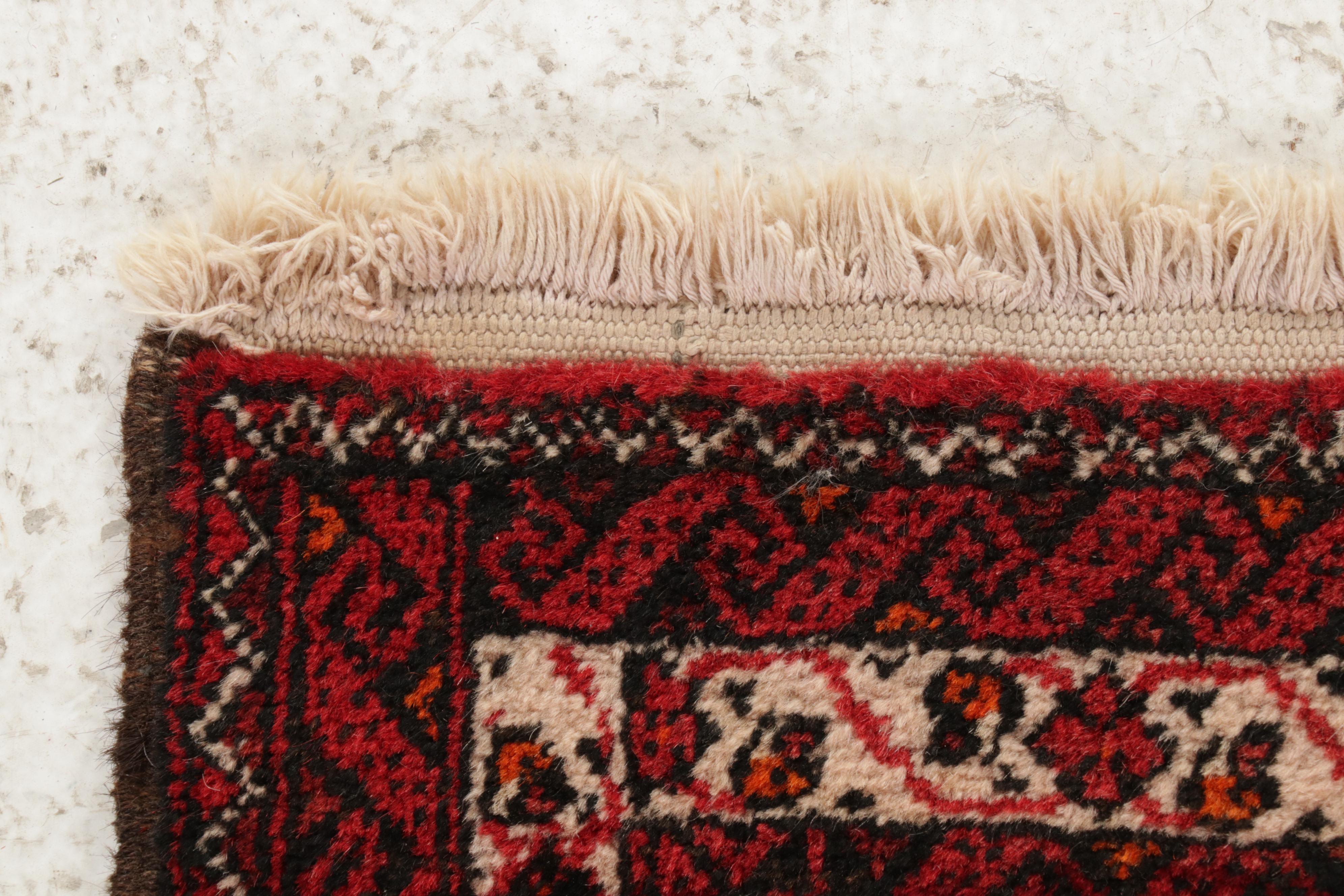 1'8 x 3' Hand-Knotted Persian Baluch Rug, 1920s