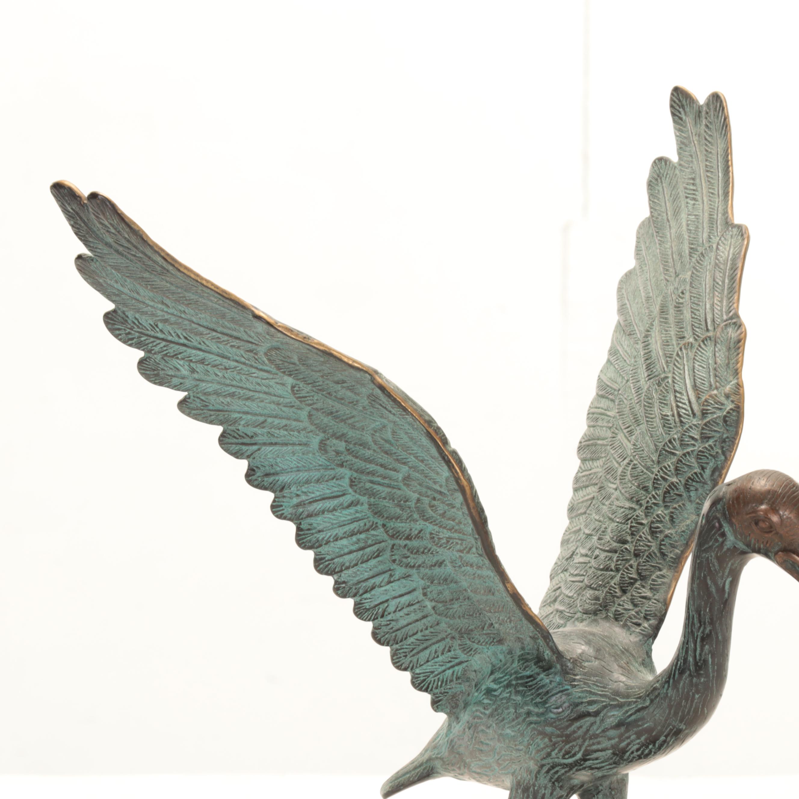 SPI Patinated Bronze Spoon Bill Bird Statuette