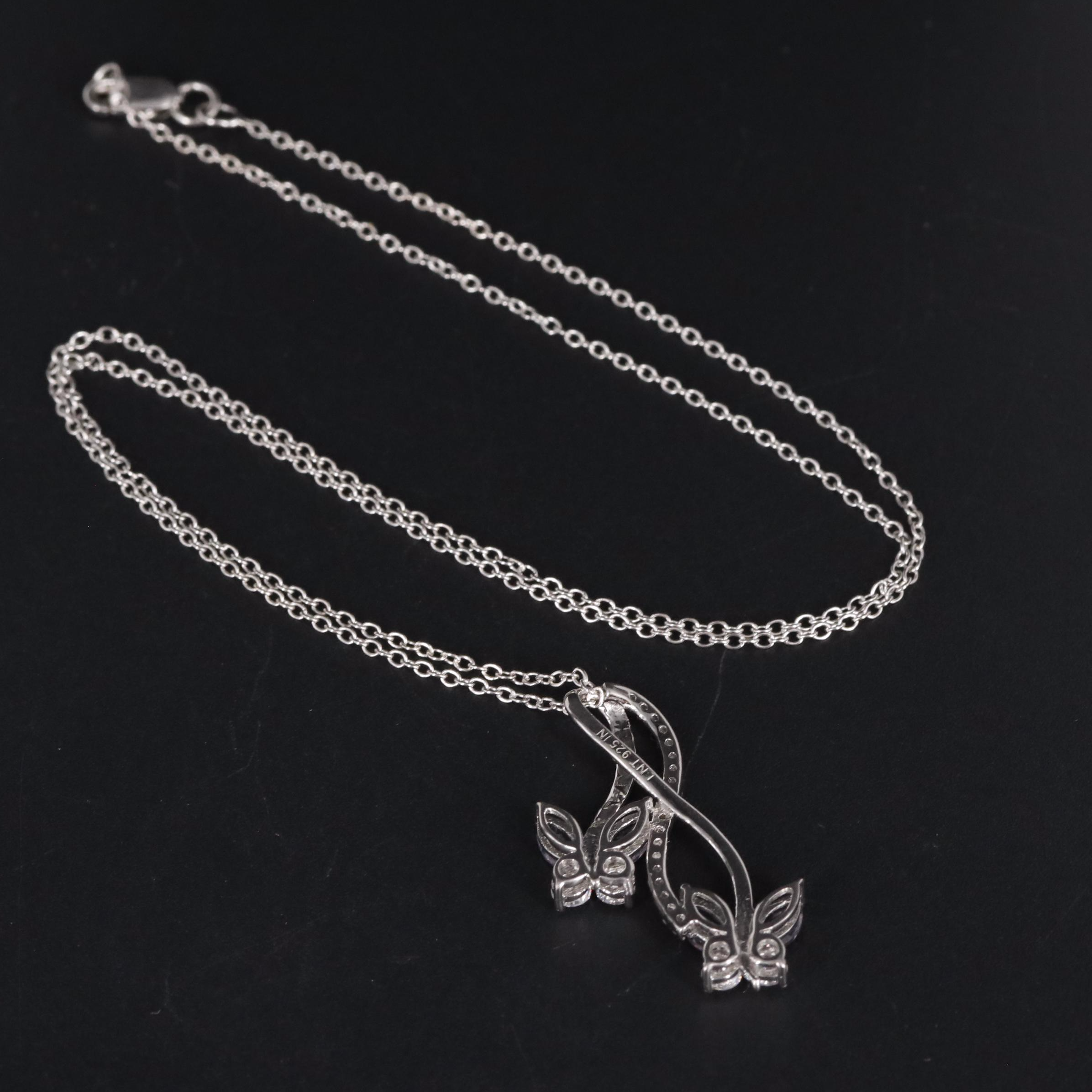 Sterling Amethyst and Cubic Zirconia Pendant Neckalce