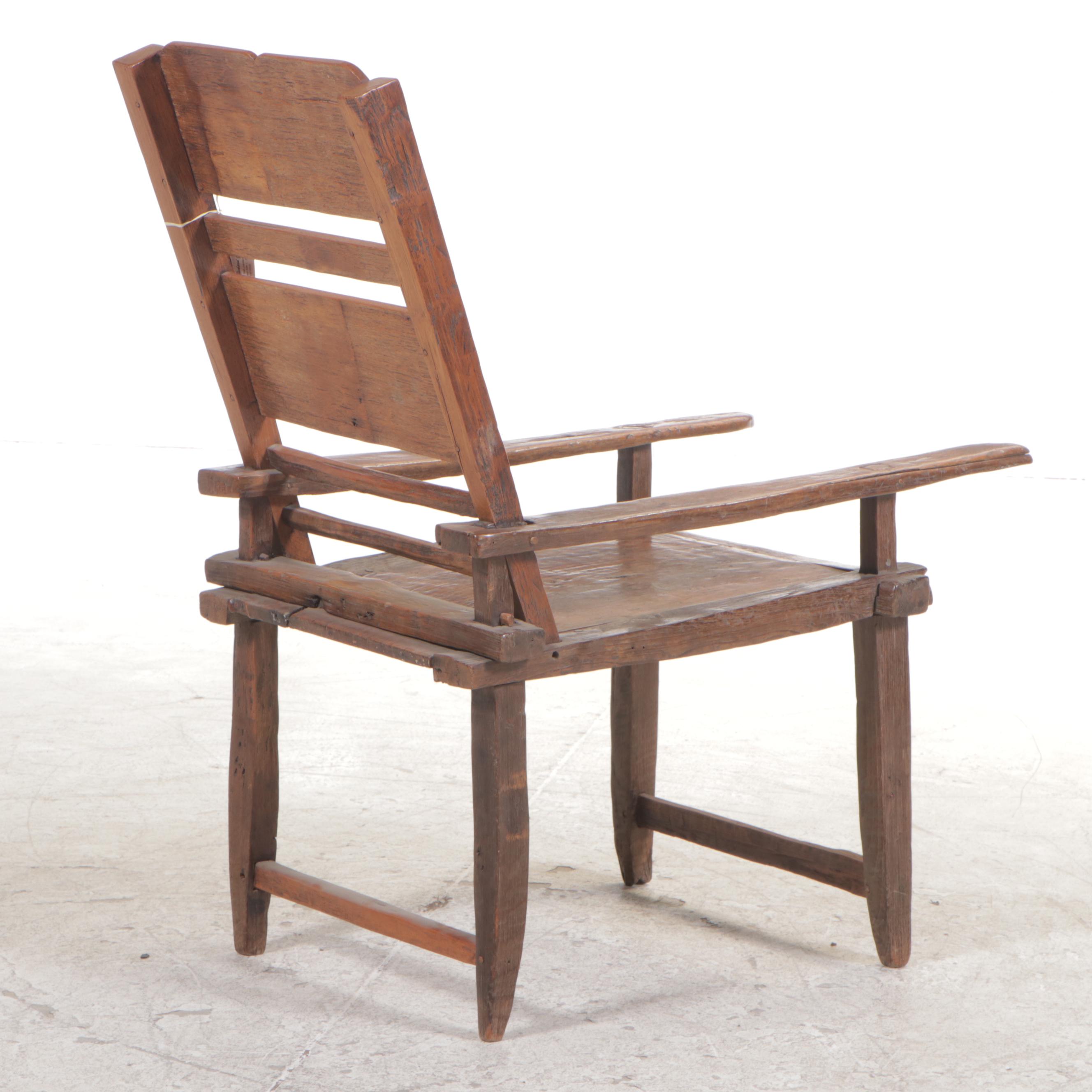 Indonesian Teak Planter's Chair, Mid-20th Century