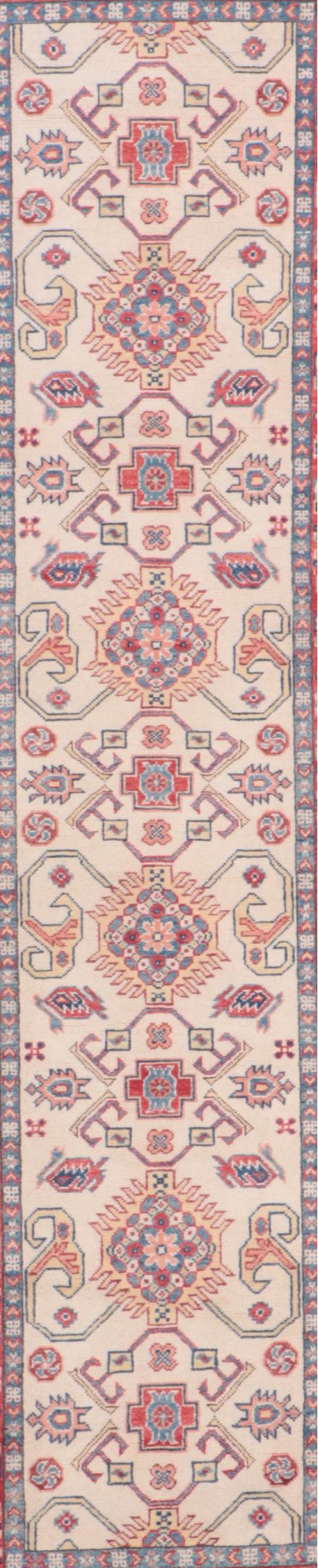 2'8 x 9'11 Hand-Knotted Pakistani Kazak-Style Carpet Runner
