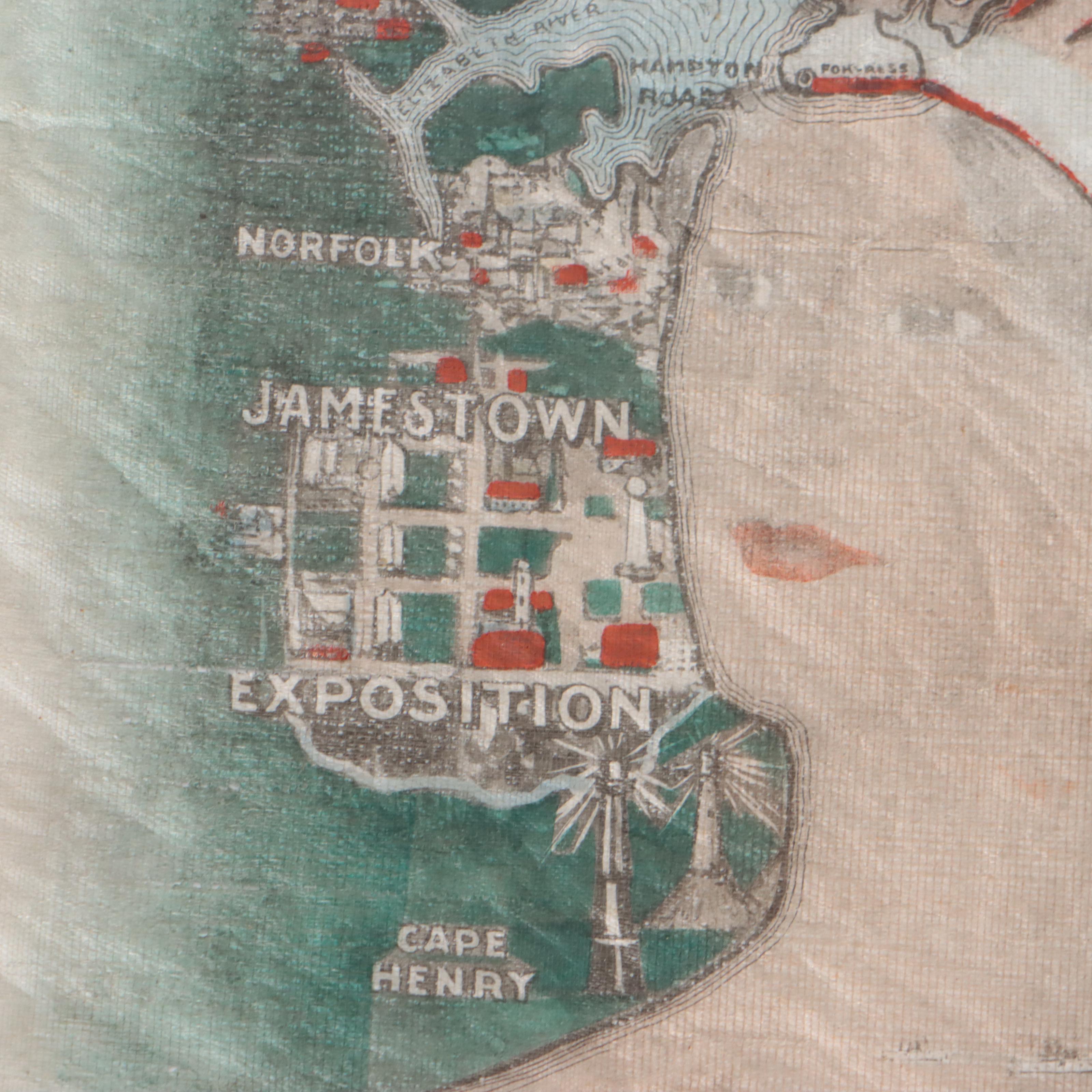 Jamestown Expedition Hand-Colored Lithograph Map of Chesapeake Bay