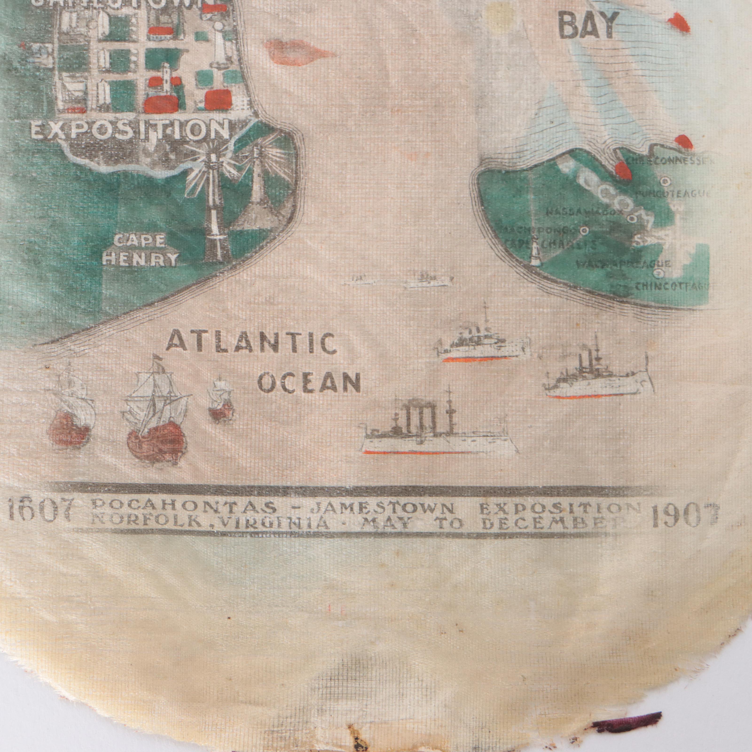 Jamestown Expedition Hand-Colored Lithograph Map of Chesapeake Bay