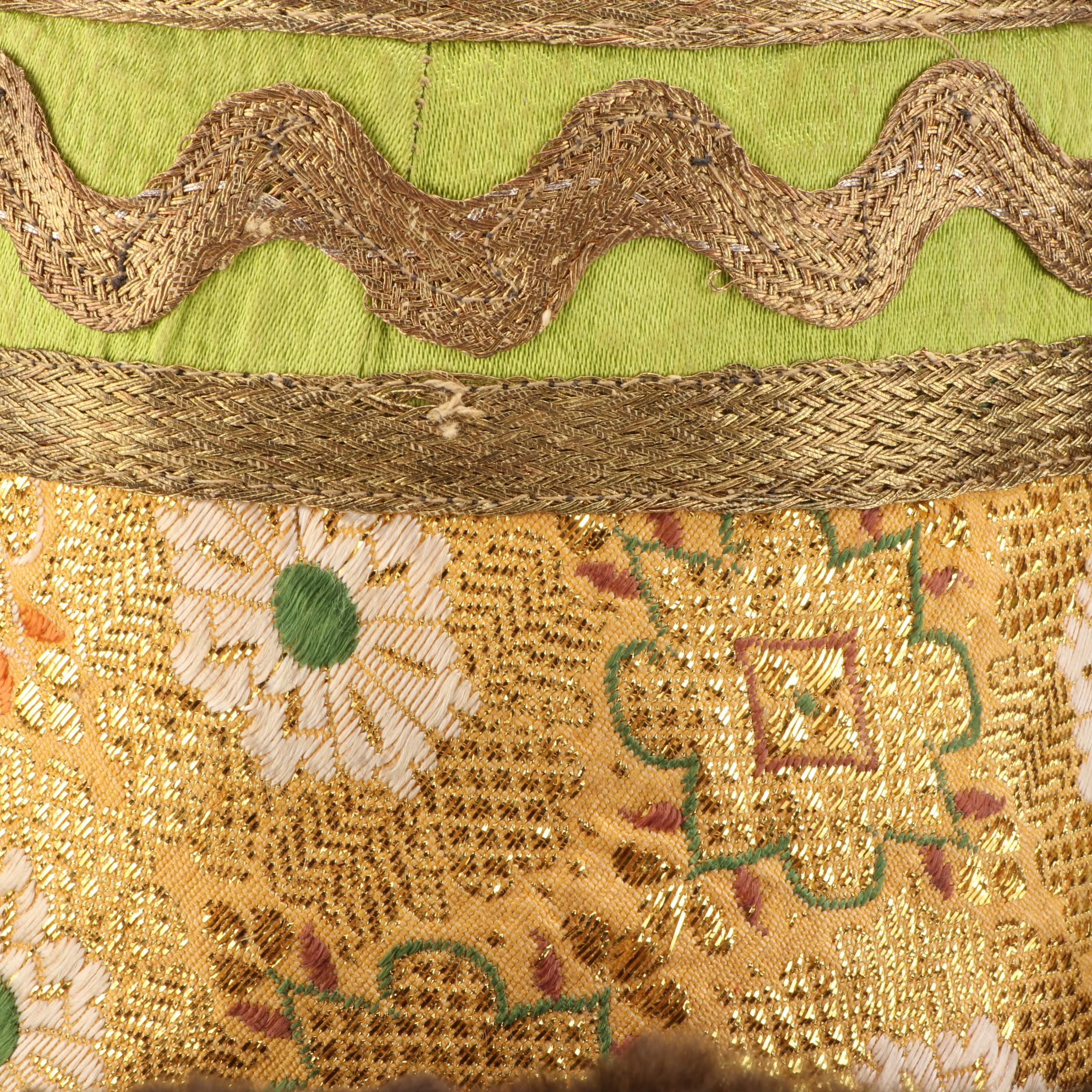 Tibetan Brocade Xamo Gyaise Hat with Yak Fur Trim