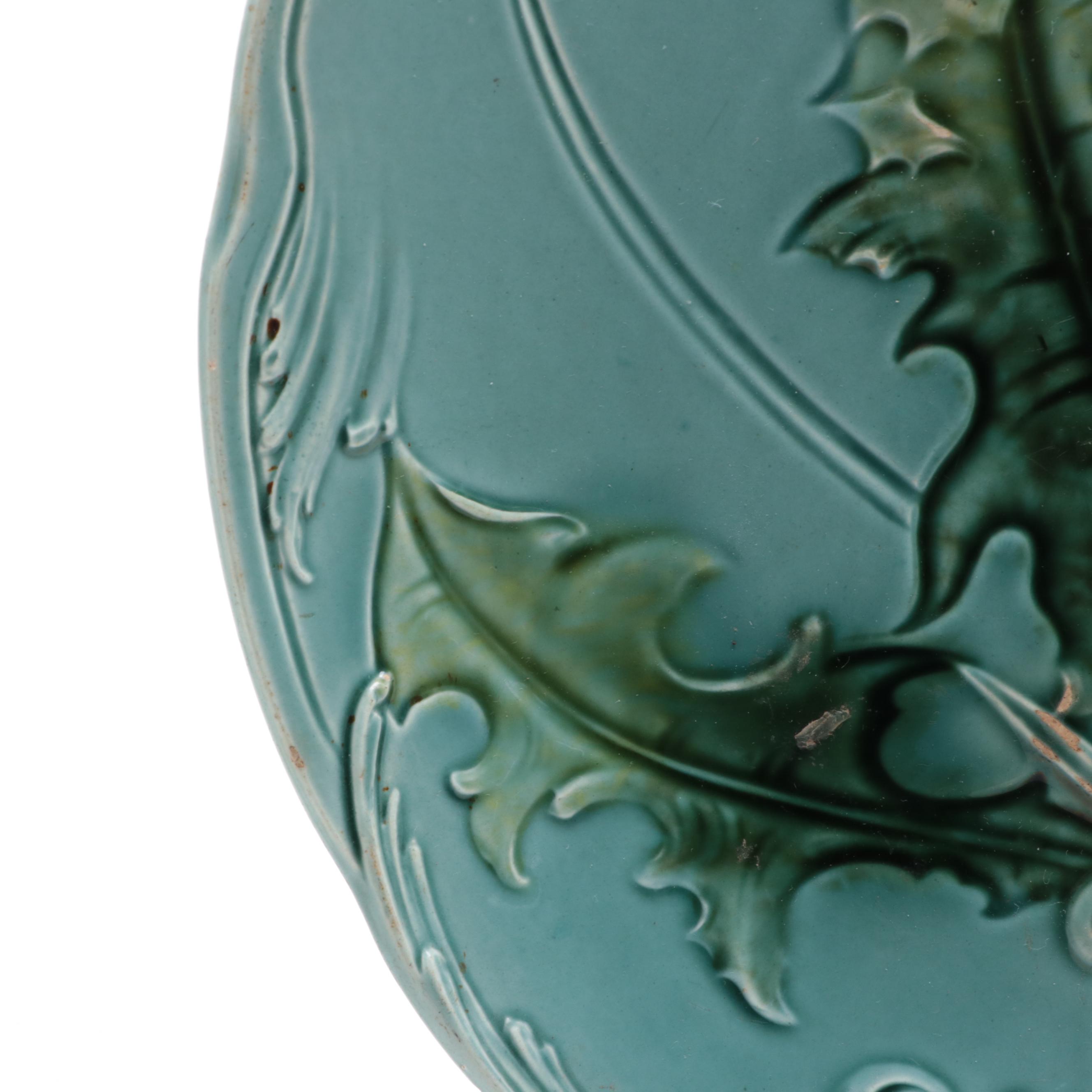 Zell German Majolica Dandelion Plate, Late 19th to Early 20th Century