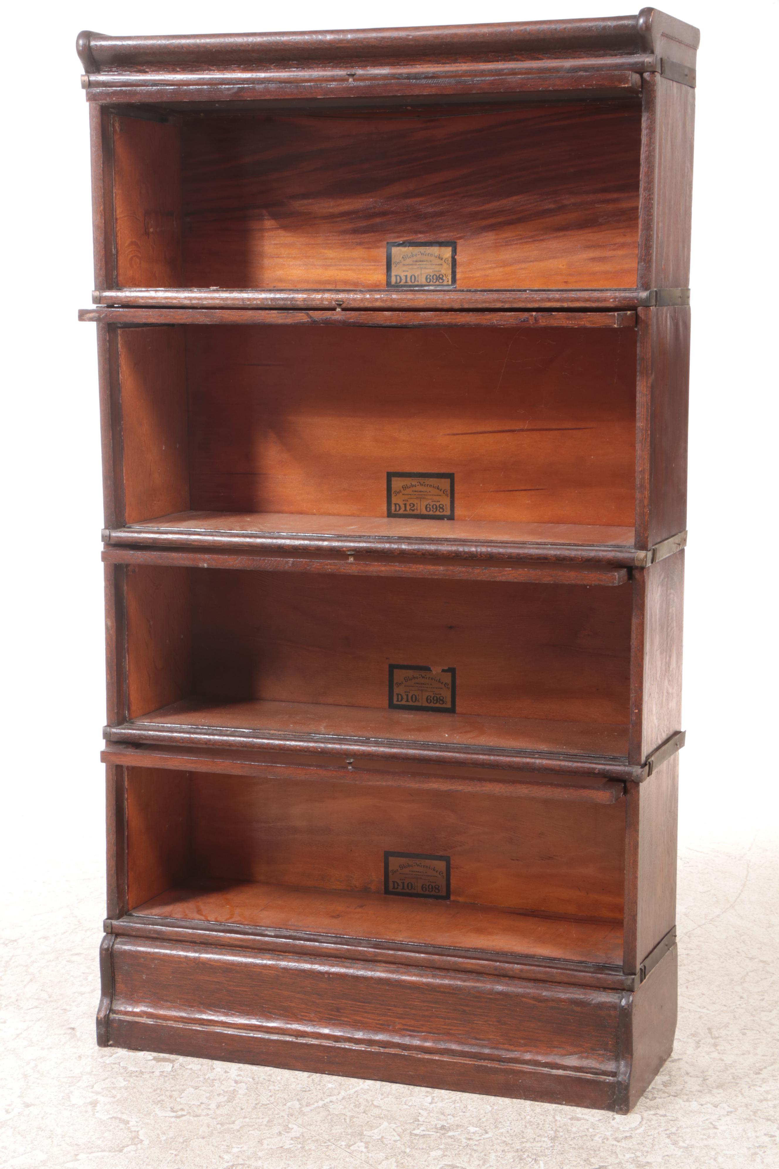The Globe-Wernicke Co. Oak Four-Stack Barrister's Bookcase, Early 20th Century