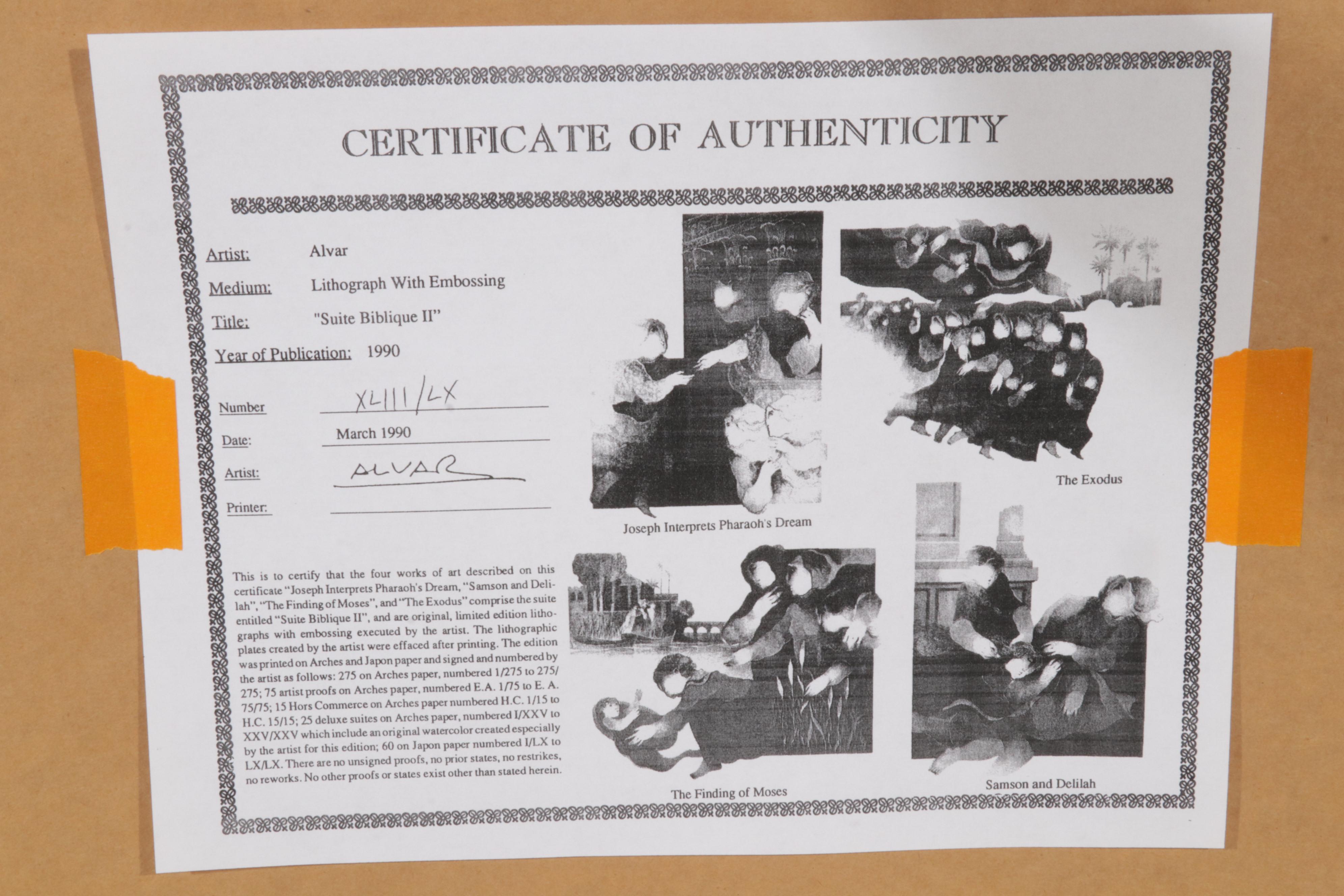 Àlvar Suñol "Suite Biblique II" Series Embossed Lithograph "The Exodus," 1990