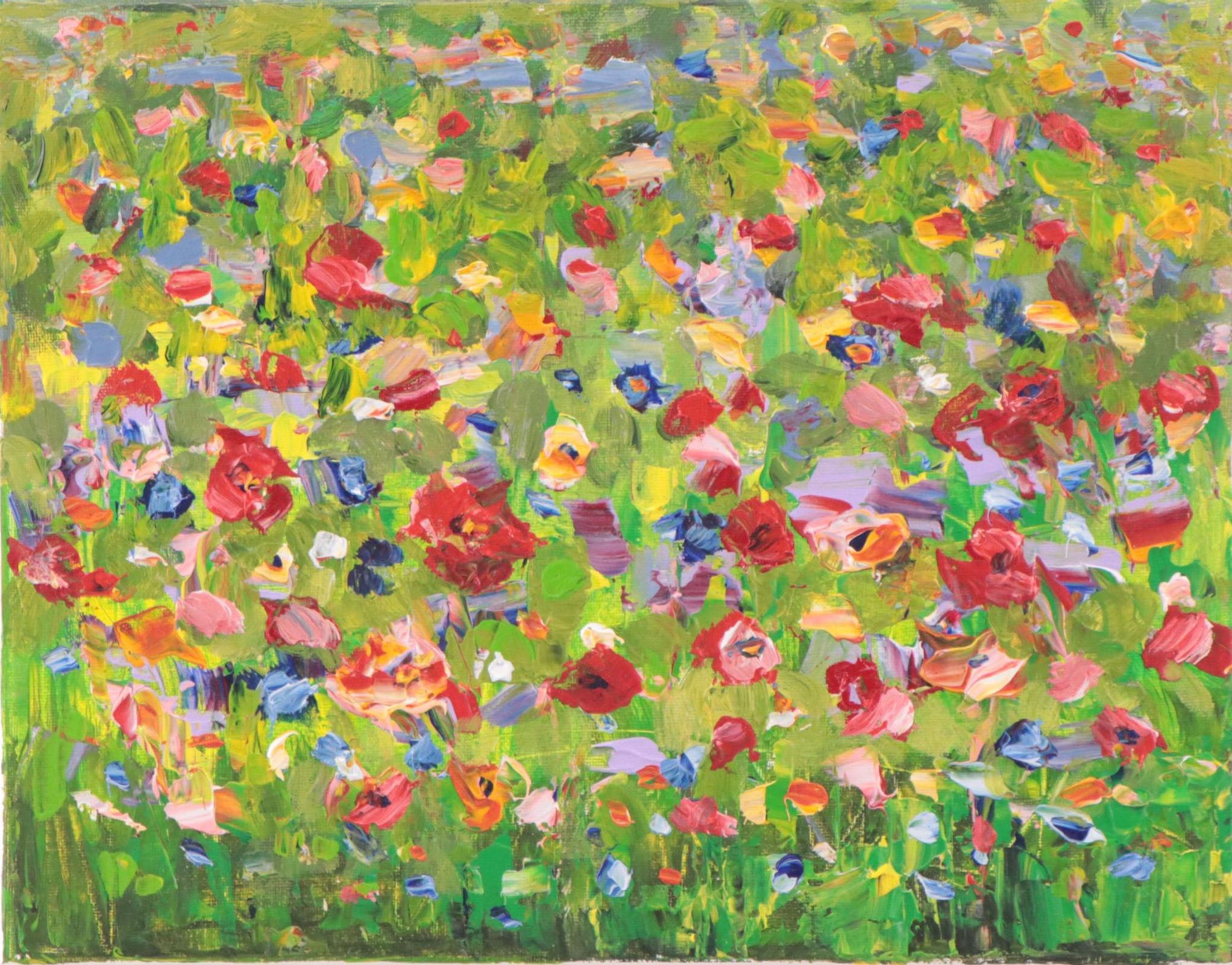 Amelia Colne Floral Acrylic Painting, 21st Century