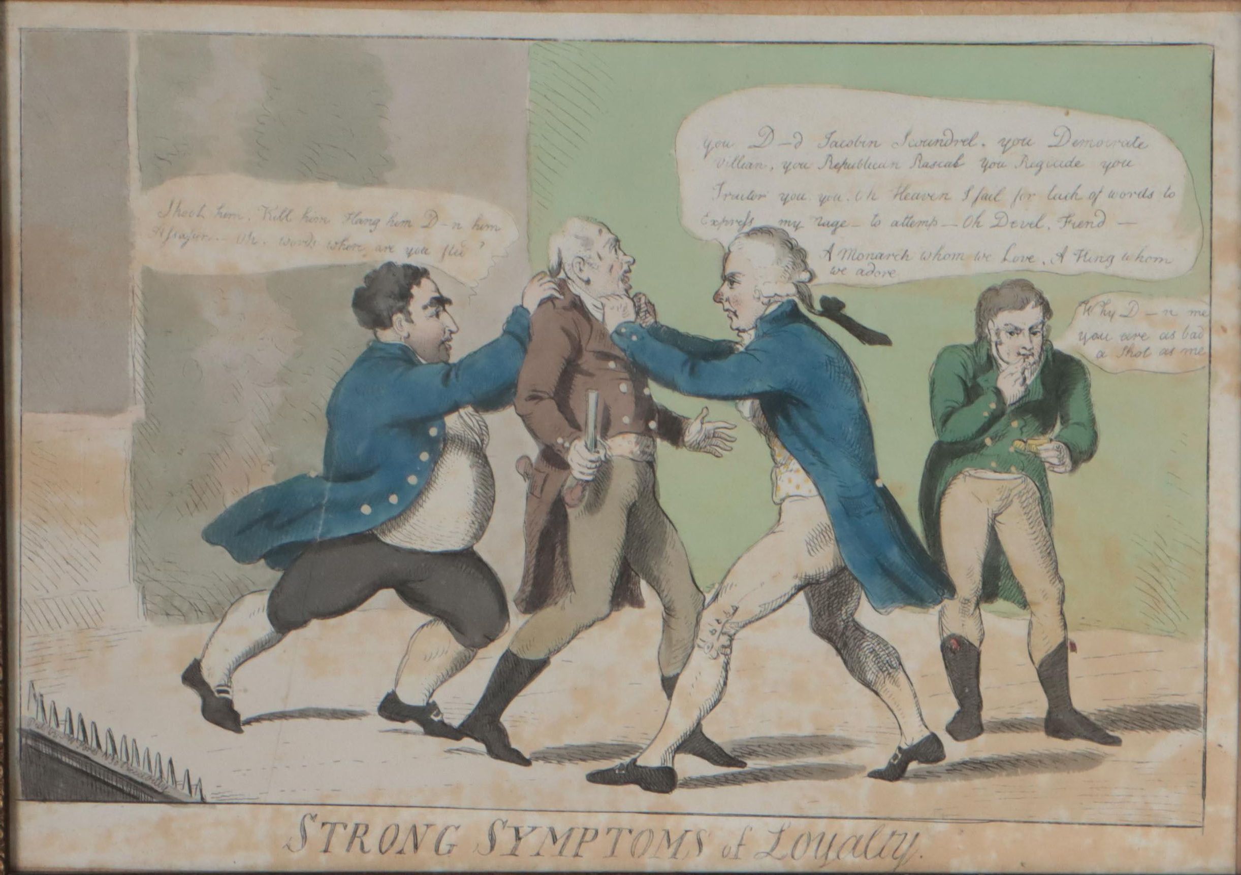 Hand-Colored Lithograph After Richard Sheridan "Strong Symptoms of Loyalty"