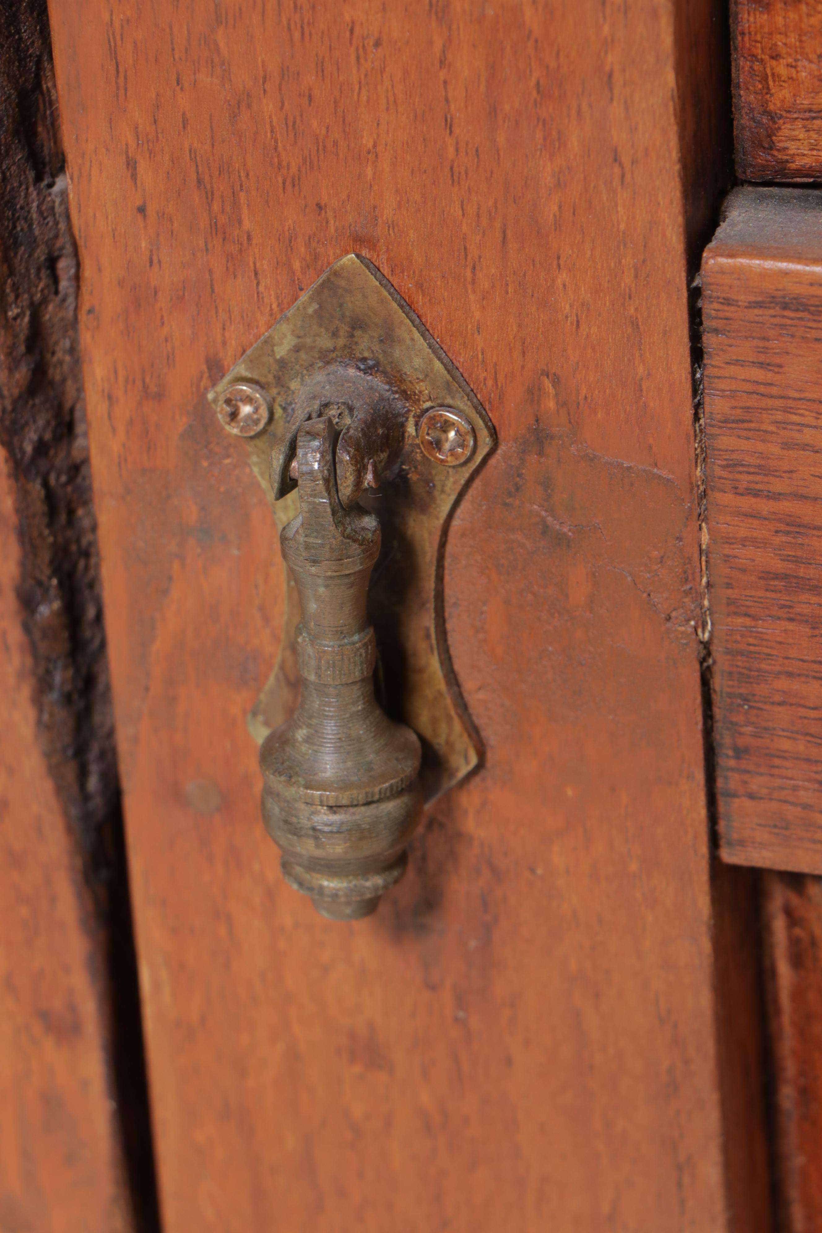 Burmese Art Deco Carved Teak Side Cabinet, Early 20th Century