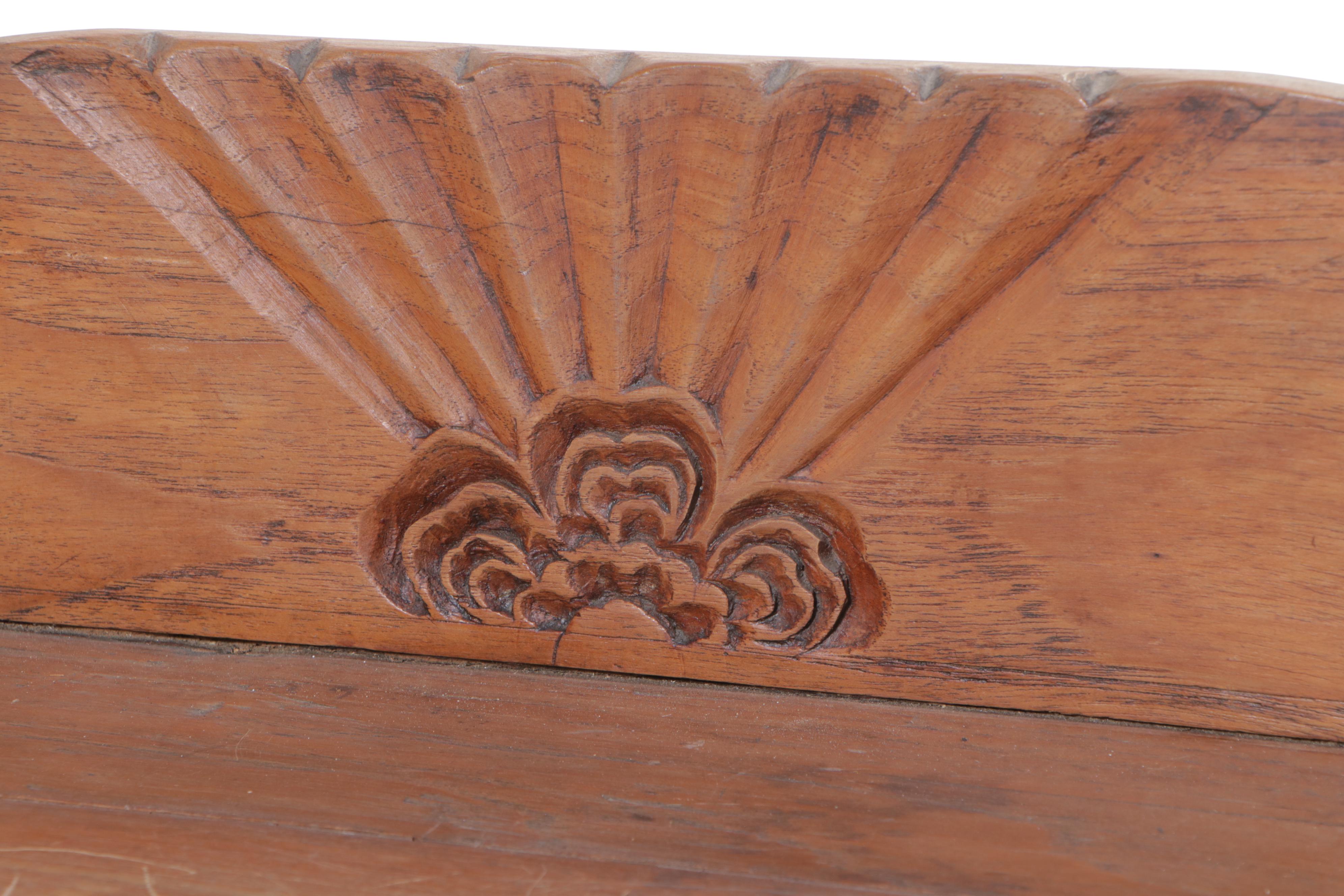 Burmese Art Deco Carved Teak Side Cabinet, Early 20th Century
