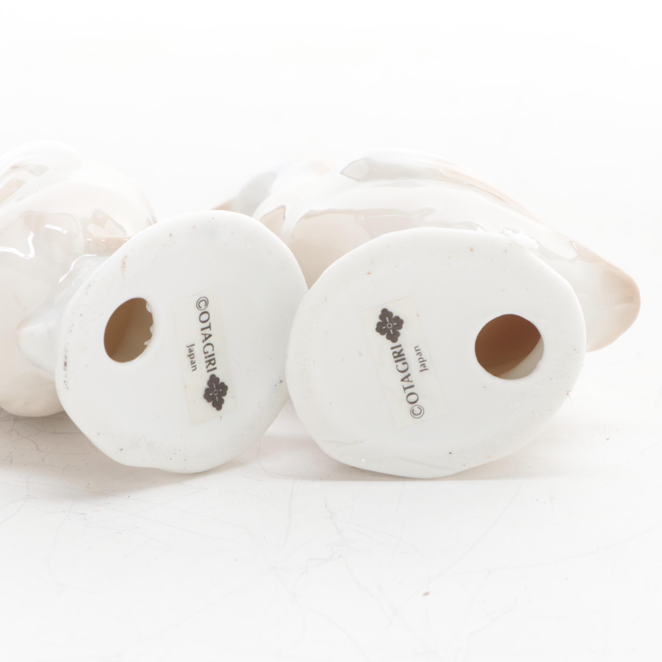 Otagiri Japanese Porcelain Duck and Ducklings Figurines