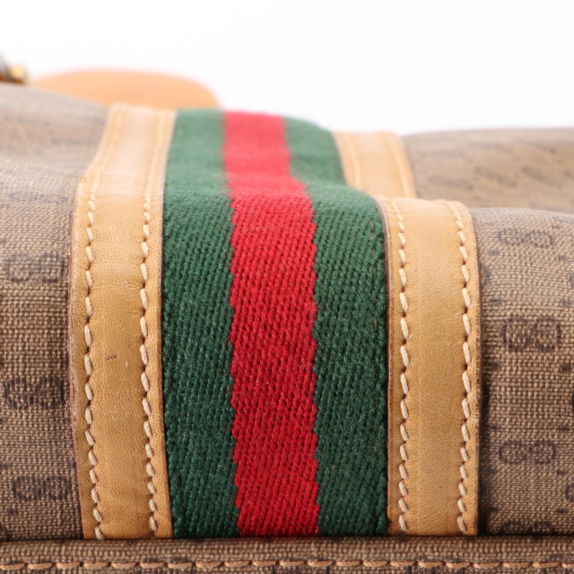 Gucci Web Travel Bag in Micro GG Canvas and Leather