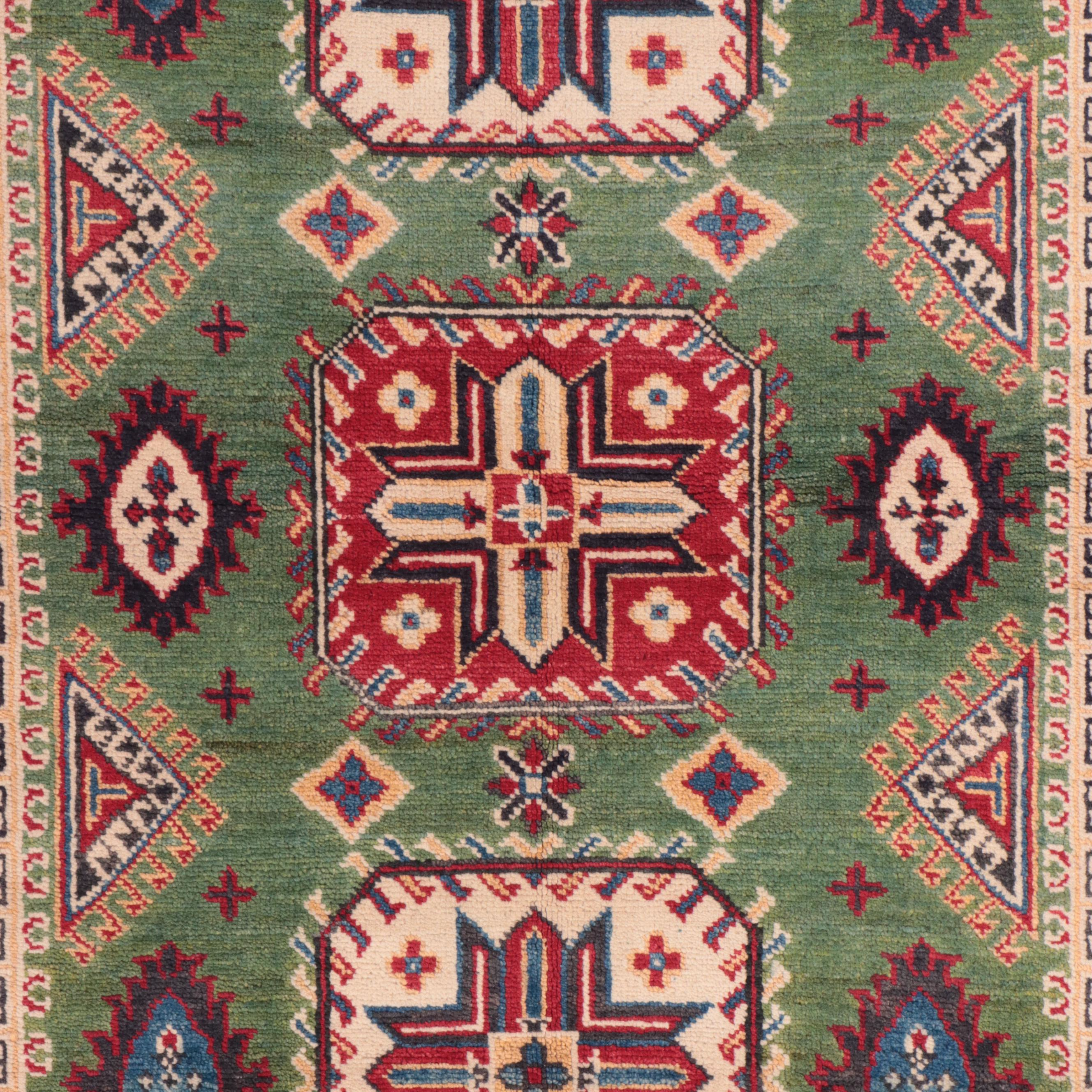 4' x 6' Hand-Knotted Pakistani Kazak Area Rug
