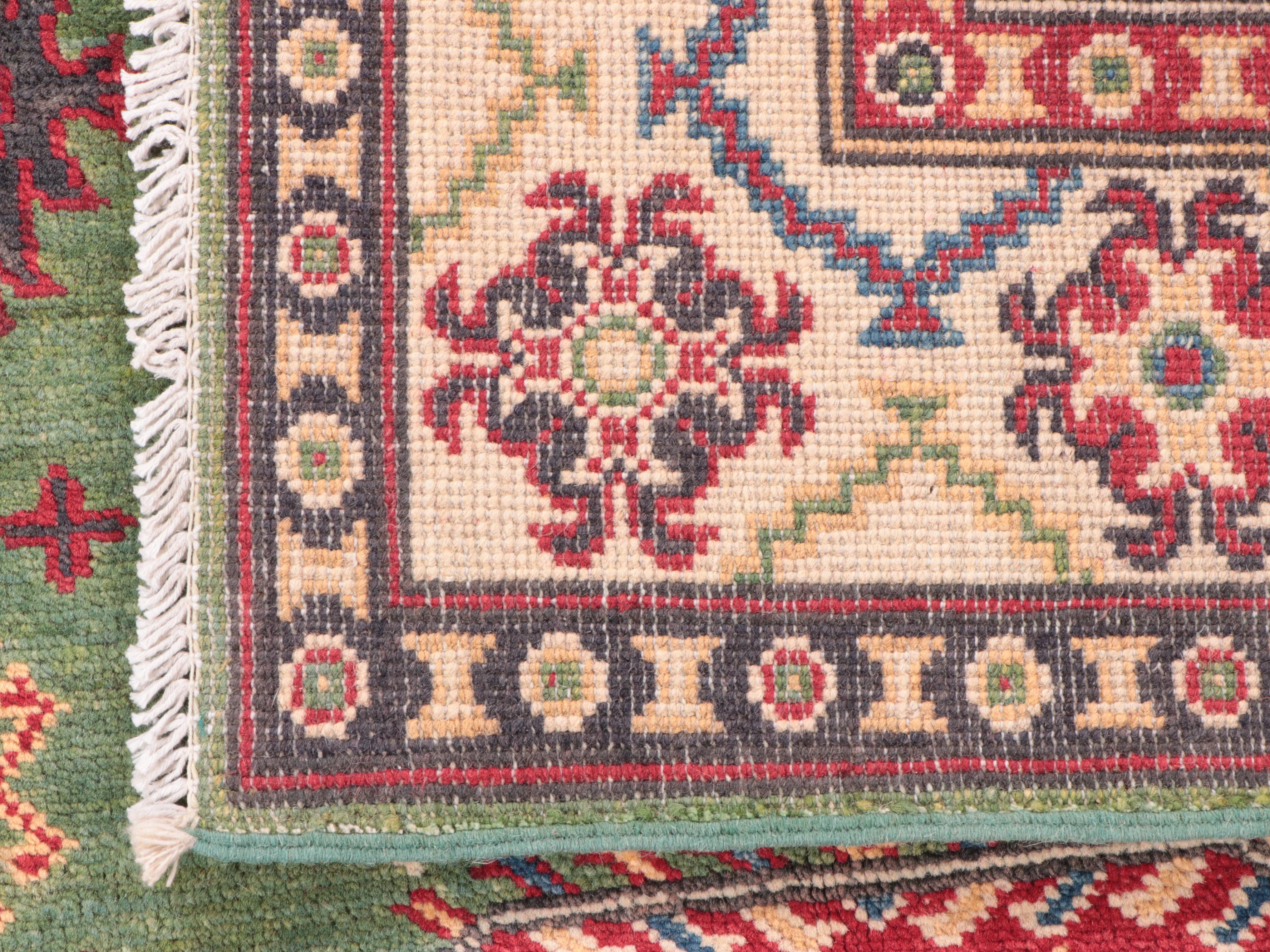4' x 6' Hand-Knotted Pakistani Kazak Area Rug