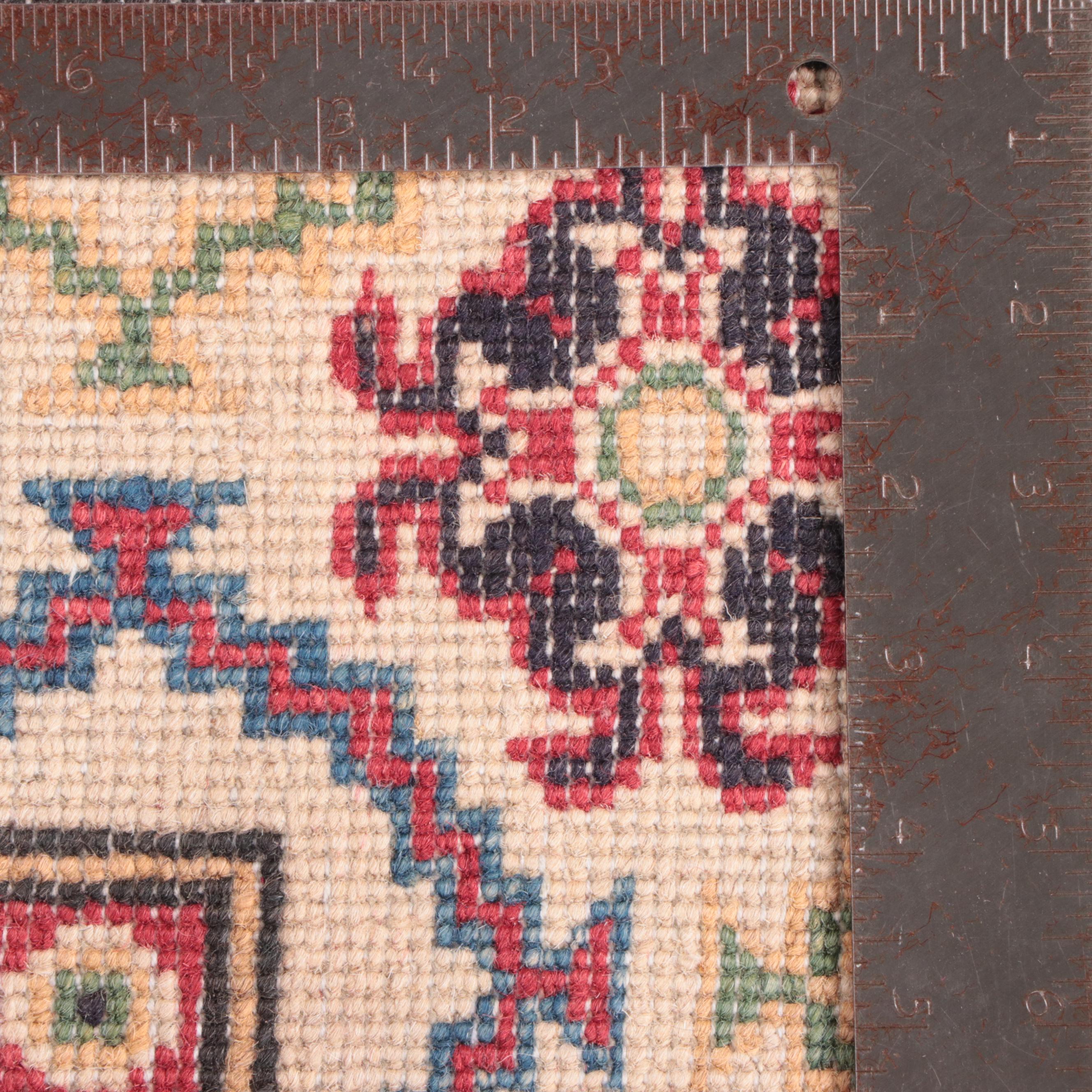 4' x 6' Hand-Knotted Pakistani Kazak Area Rug