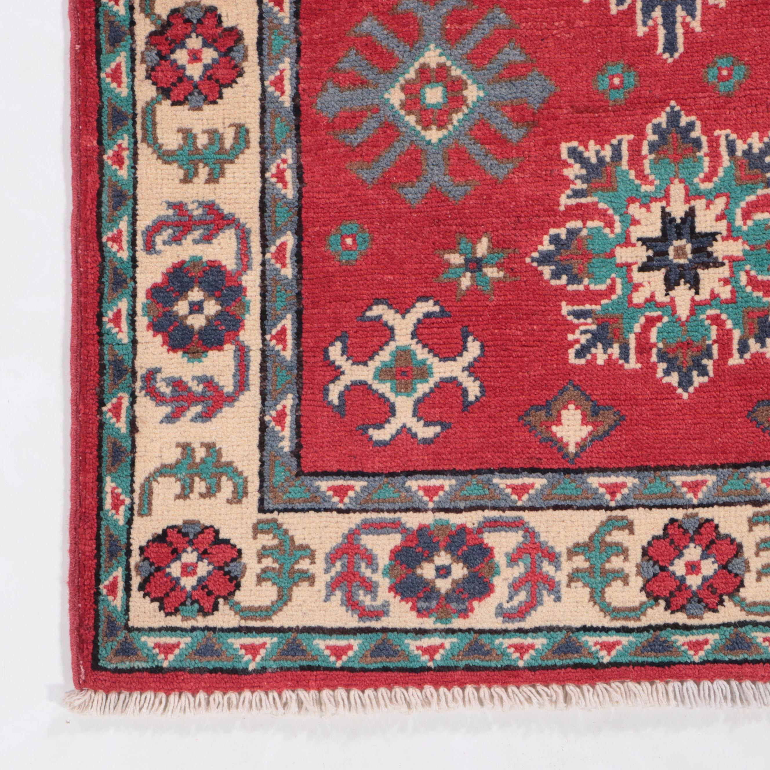 2'9 x 4'3 Hand-Knotted Afghan Kazak-Style Accent Rug